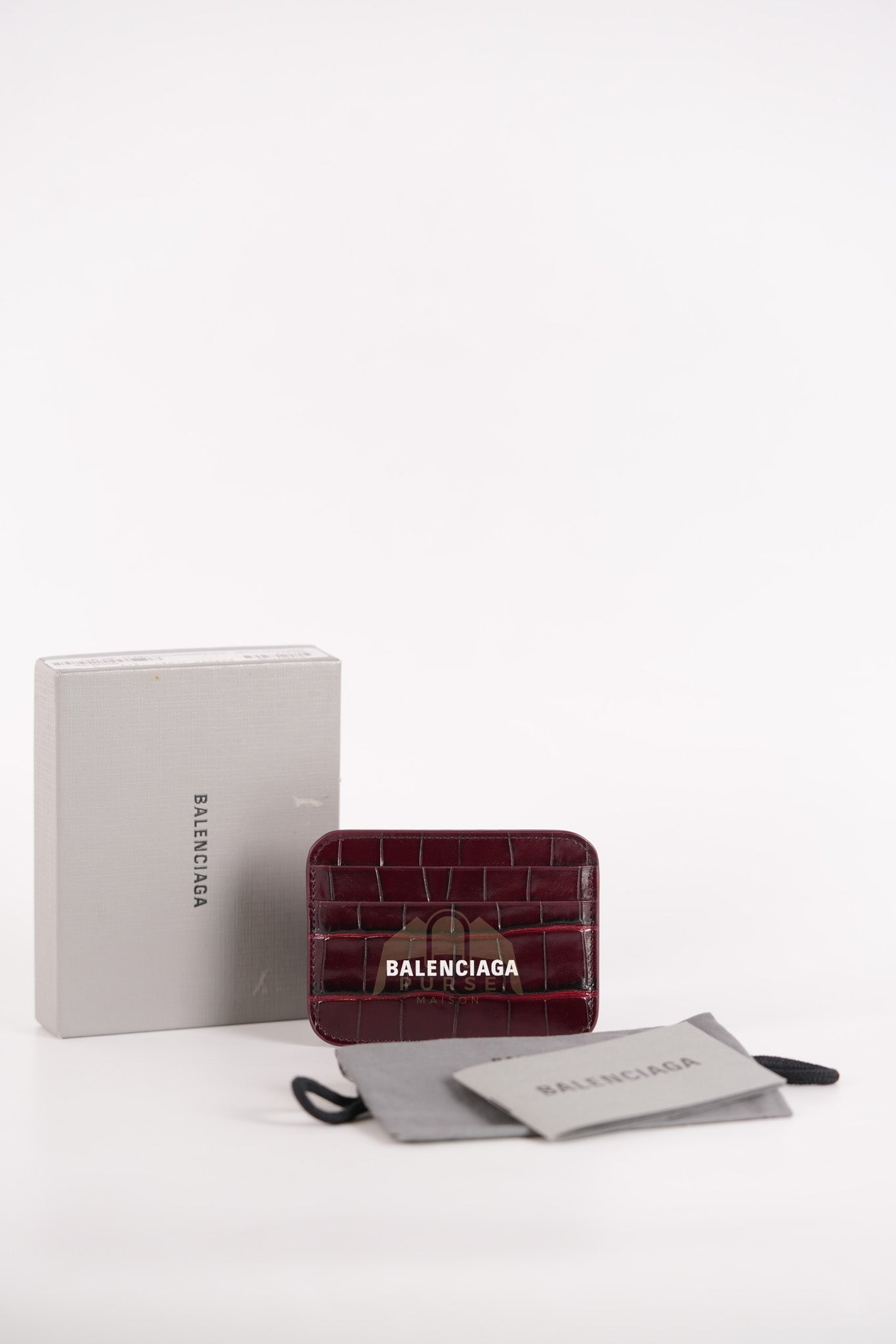 Cash Card Holder in Burgundy Shiny Crocodile Leather | Purse Maison Luxury Bags Shop