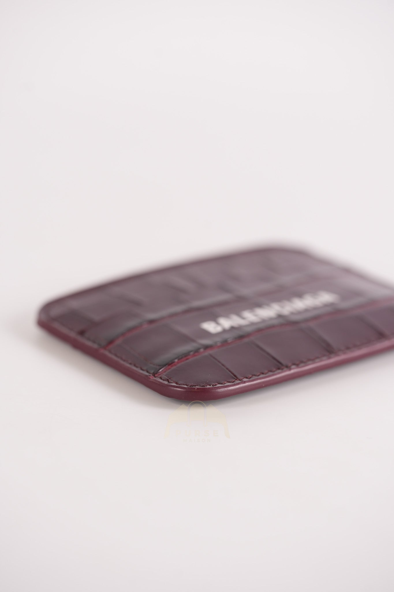Cash Card Holder in Burgundy Shiny Crocodile Leather | Purse Maison Luxury Bags Shop
