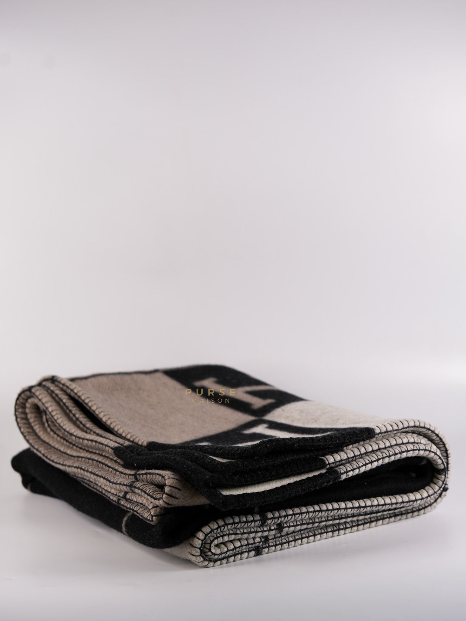 Cashmere Wool Black/White/Gray Blanket | Purse Maison Luxury Bags Shop