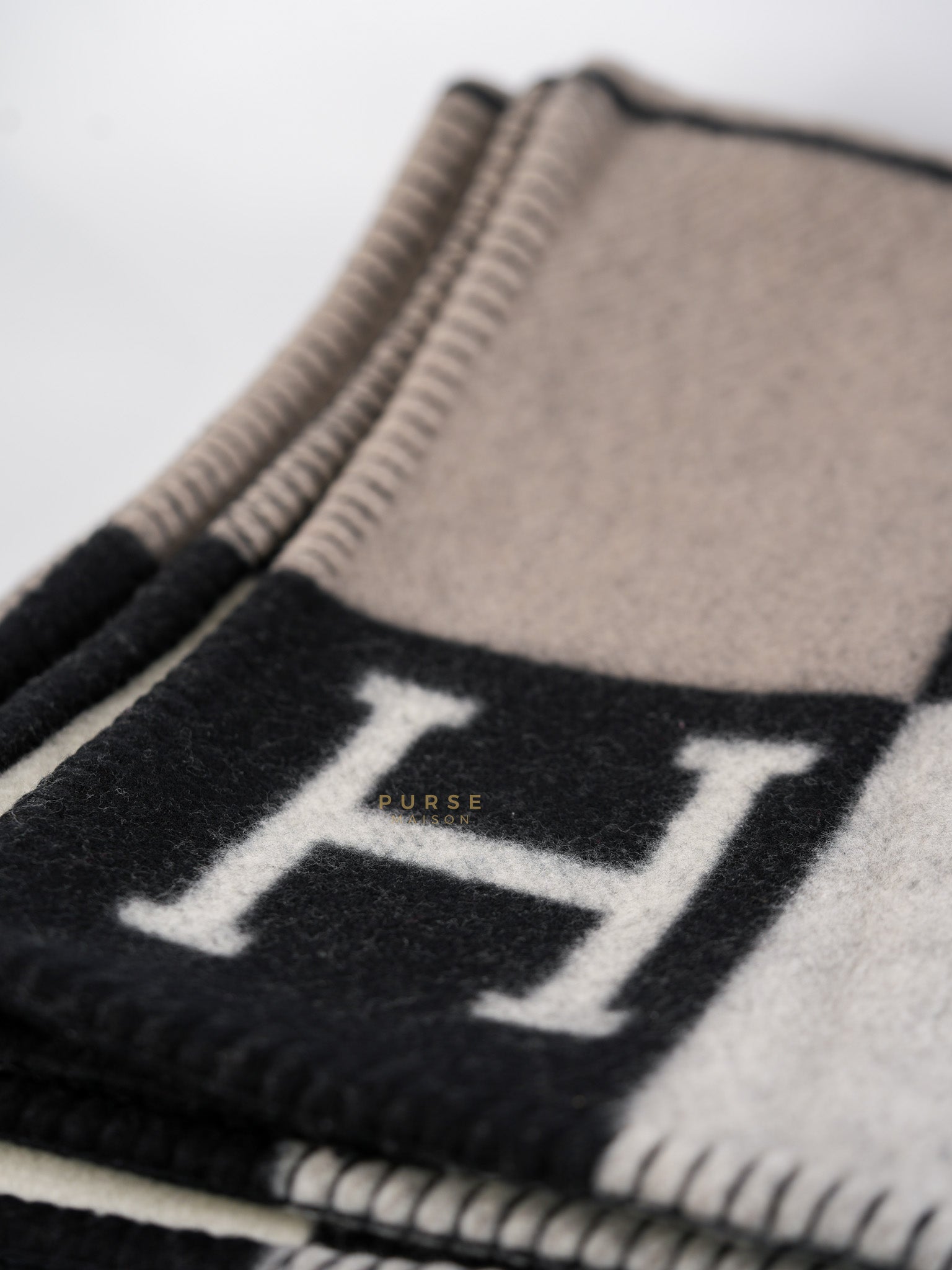 Cashmere Wool Black/White/Gray Blanket | Purse Maison Luxury Bags Shop