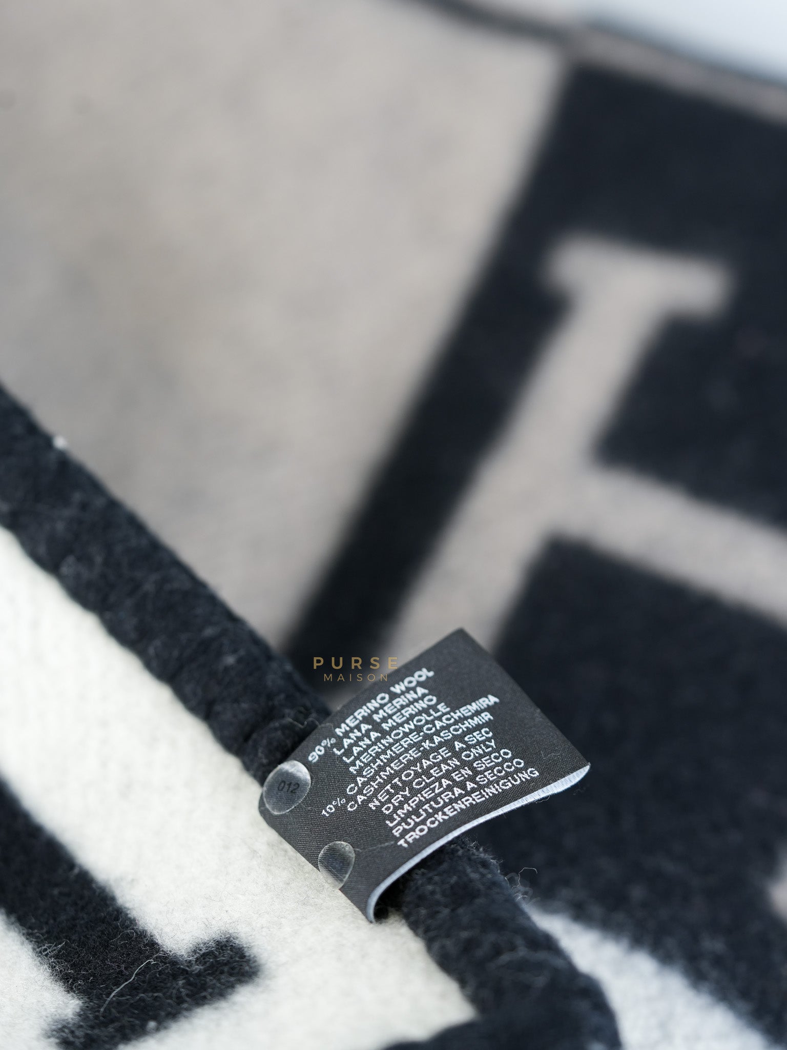 Cashmere Wool Black/White/Gray Blanket | Purse Maison Luxury Bags Shop
