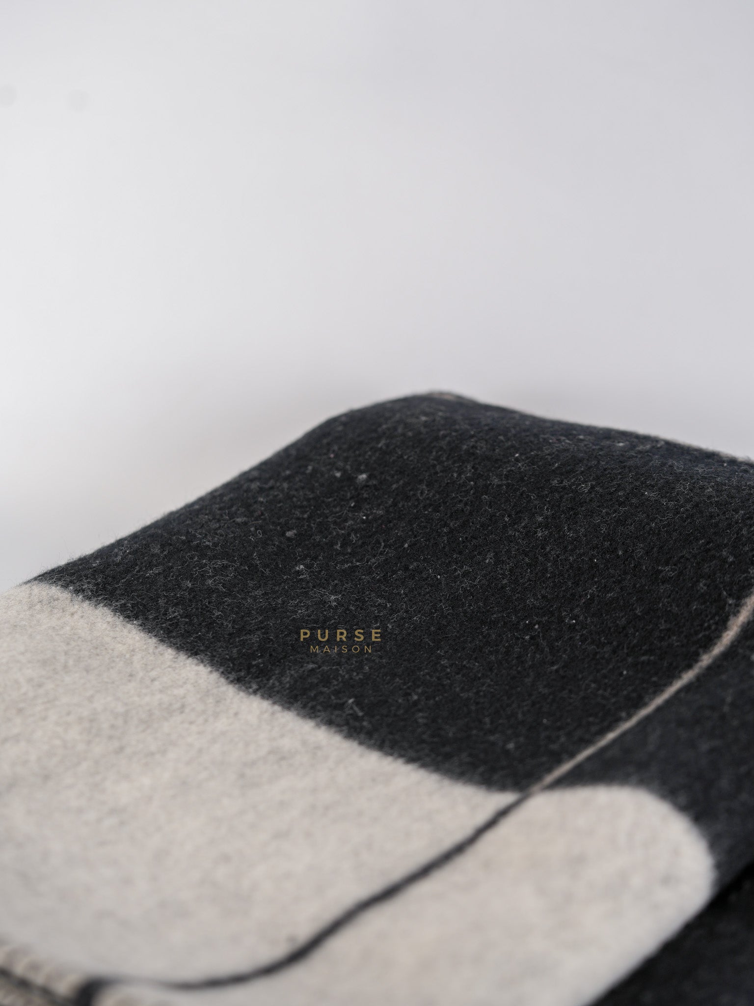 Cashmere Wool Black/White/Gray Blanket | Purse Maison Luxury Bags Shop