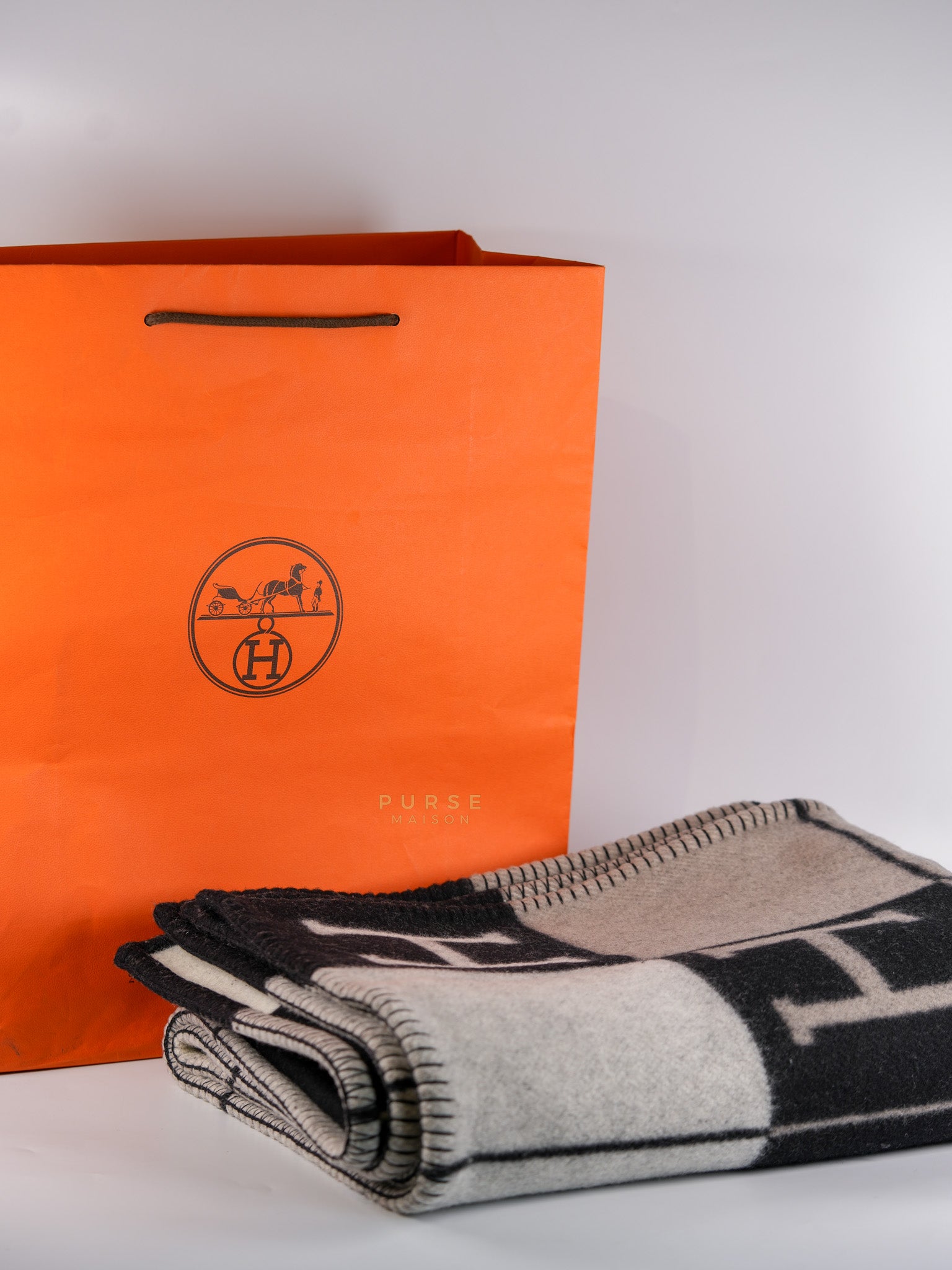 Cashmere Wool Black/White/Gray Blanket | Purse Maison Luxury Bags Shop