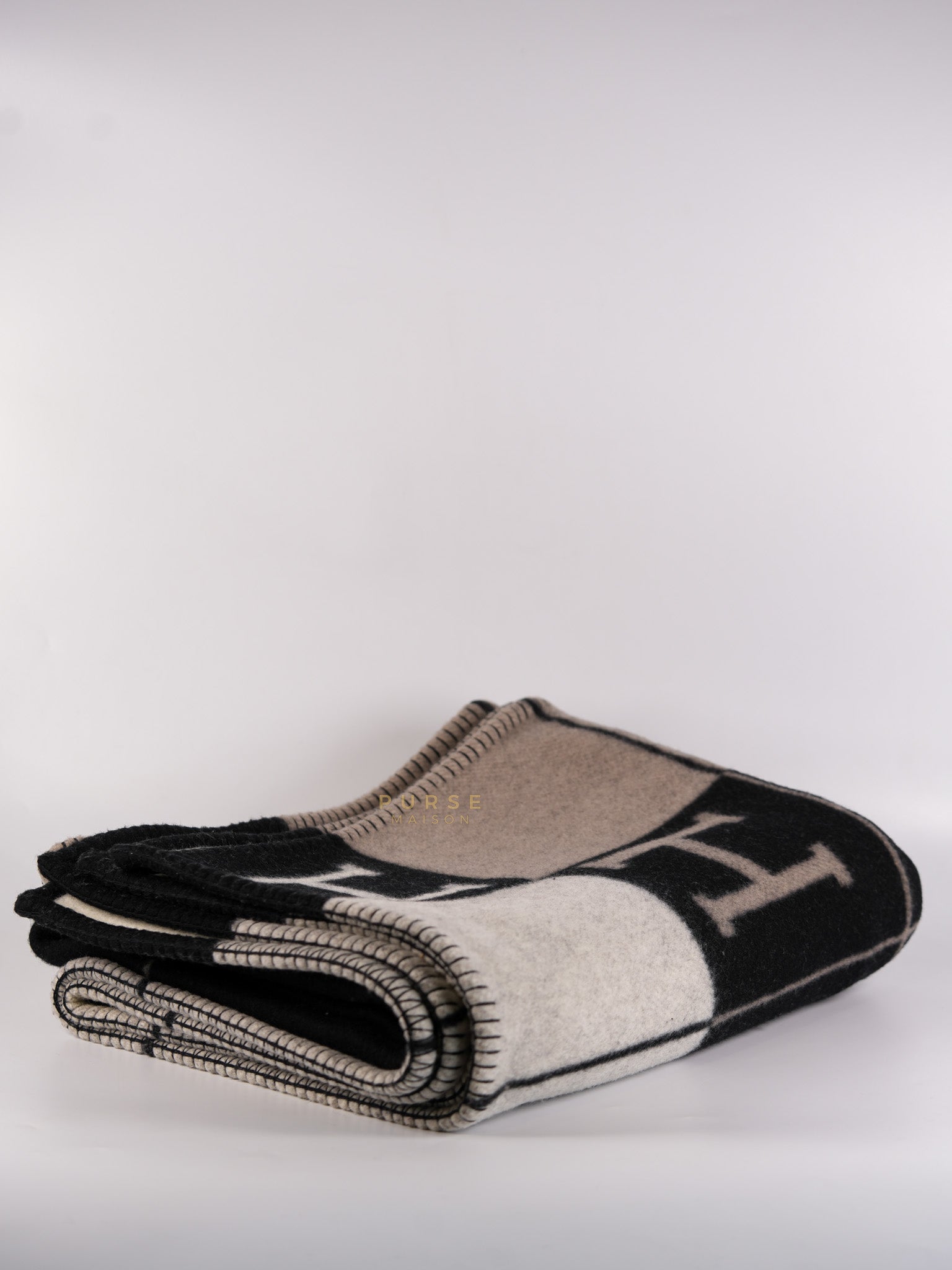 Cashmere Wool Black/White/Gray Blanket | Purse Maison Luxury Bags Shop