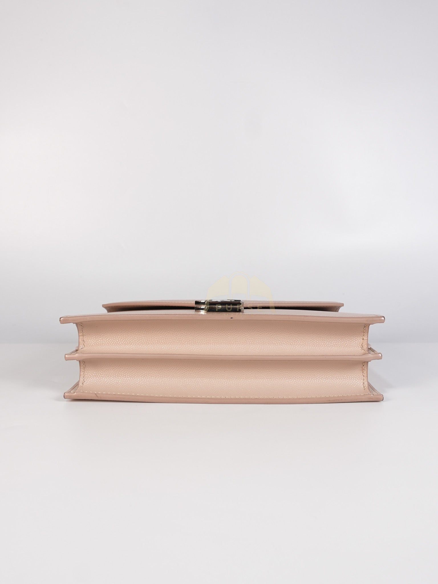 Cassandra Chain Flap Shoulder Bag in Pink Beige Grained Leather | Purse Maison Luxury Bags Shop