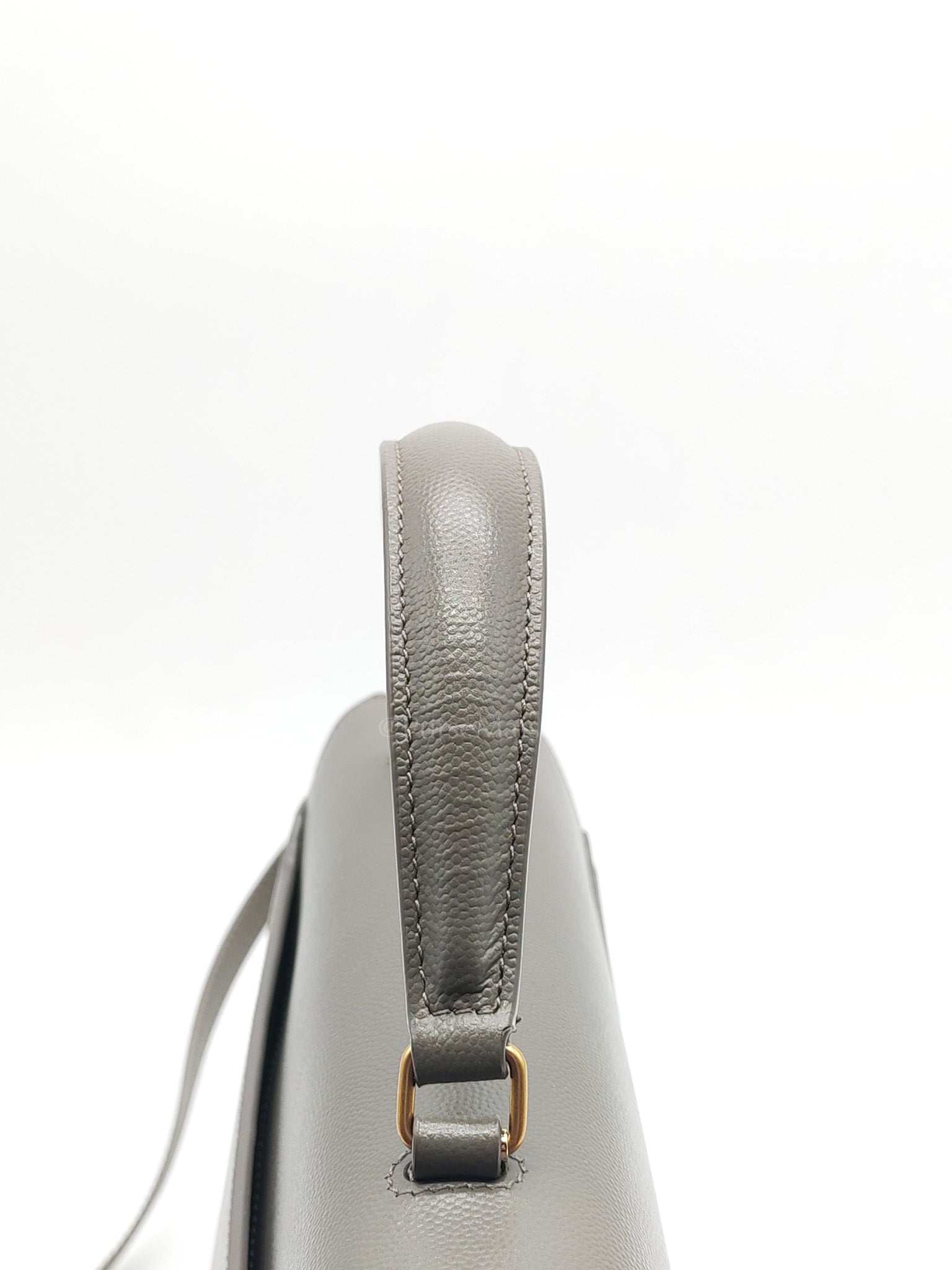 Cassandra Top Handle Medium in Dark Gray Grained Calfskin Leather | Purse Maison Luxury Bags Shop