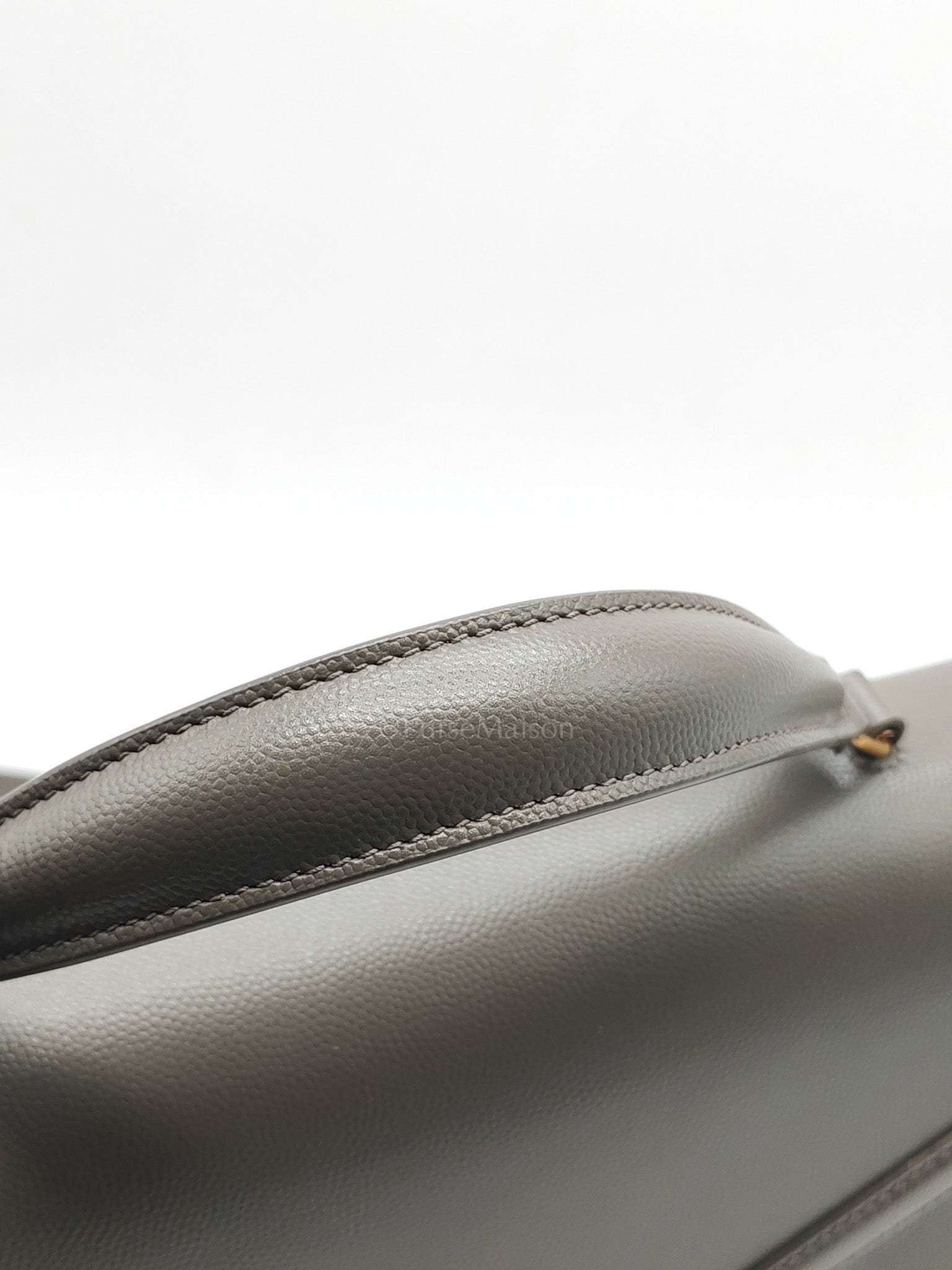 Cassandra Top Handle Medium in Dark Gray Grained Calfskin Leather | Purse Maison Luxury Bags Shop