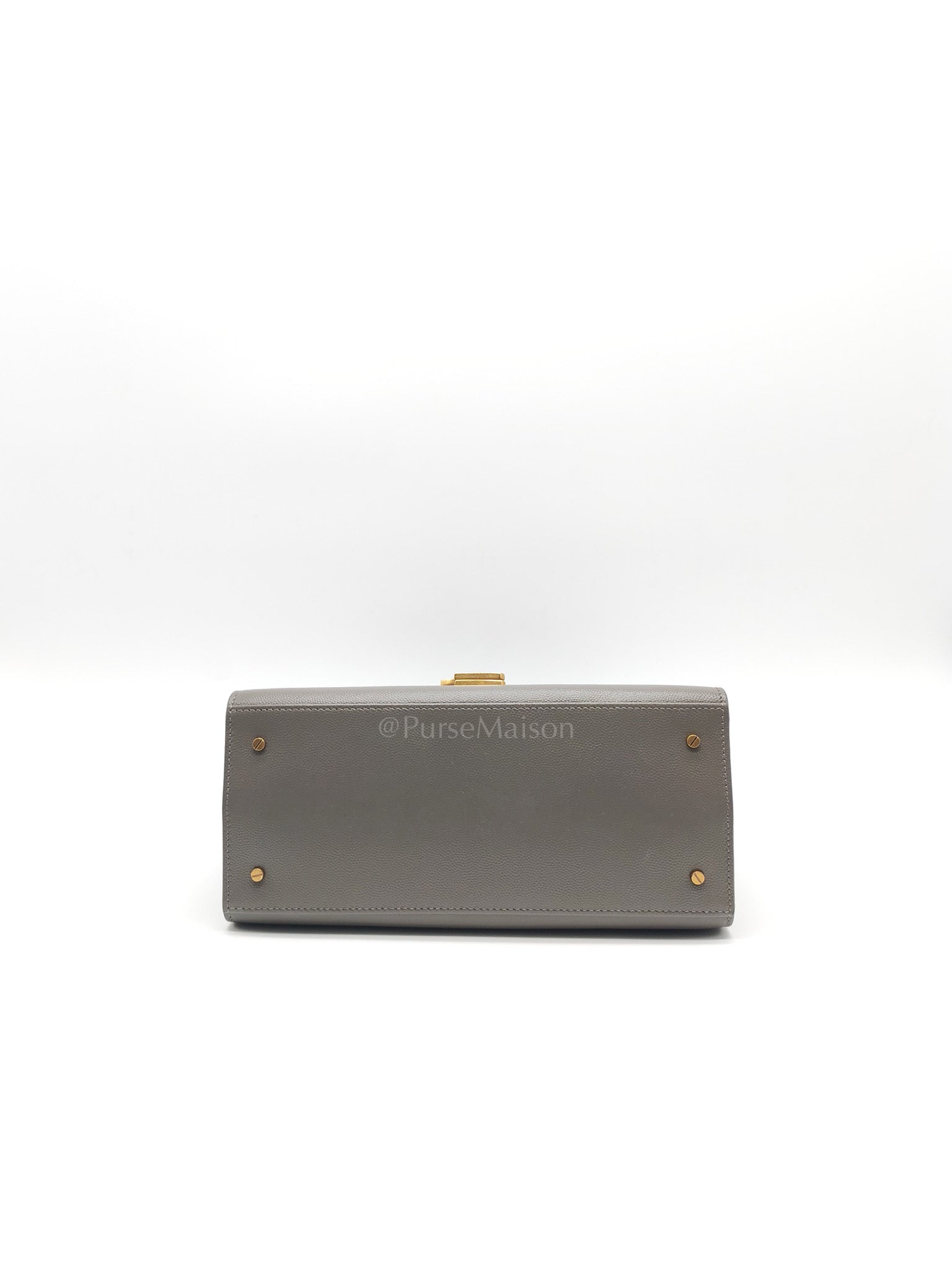 Cassandra Top Handle Medium in Dark Gray Grained Calfskin Leather | Purse Maison Luxury Bags Shop