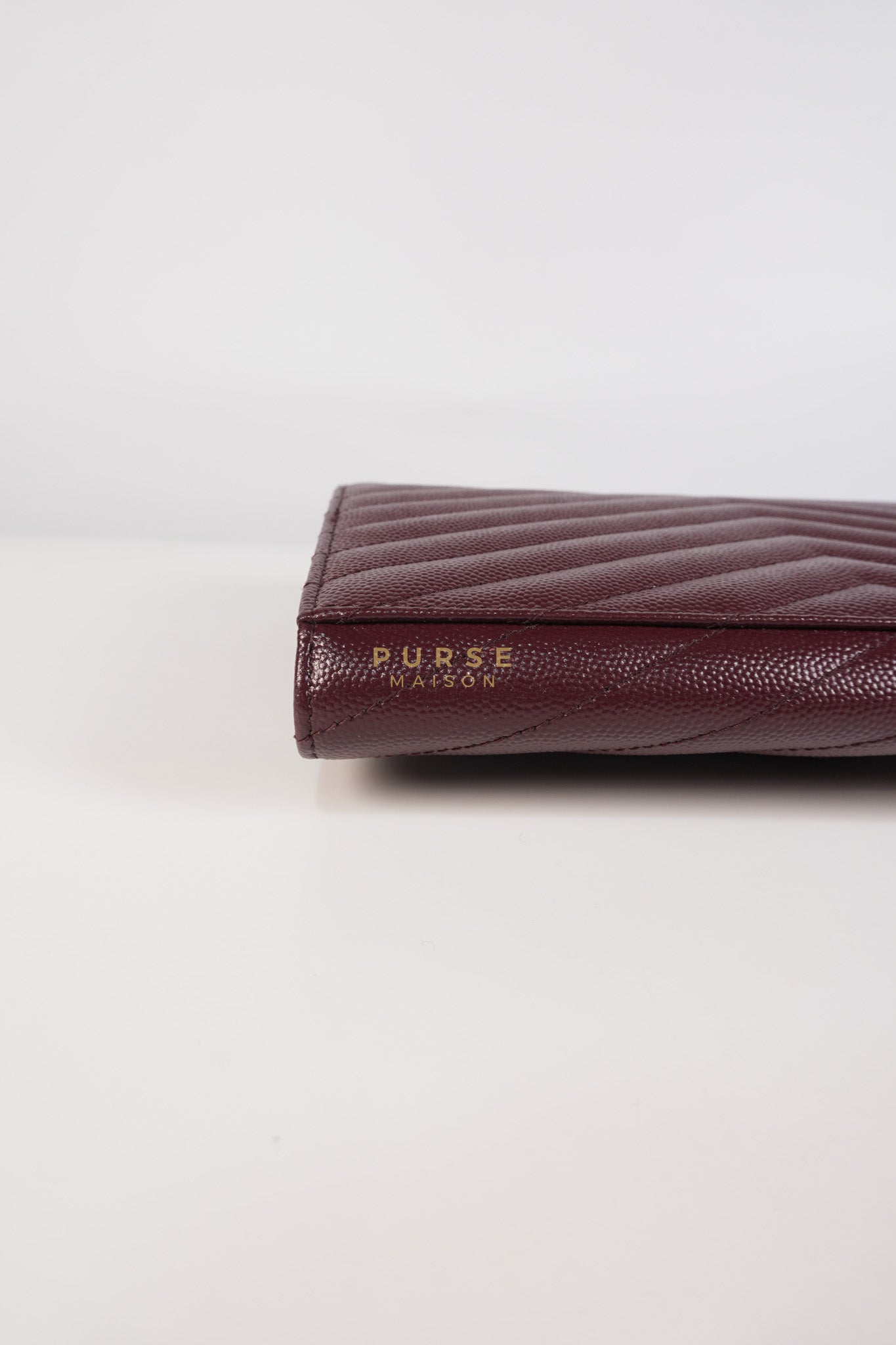 Cassandre Envelope Clutch in Burgundy Matellase Leather & Gold Hardware | Purse Maison Luxury Bags Shop