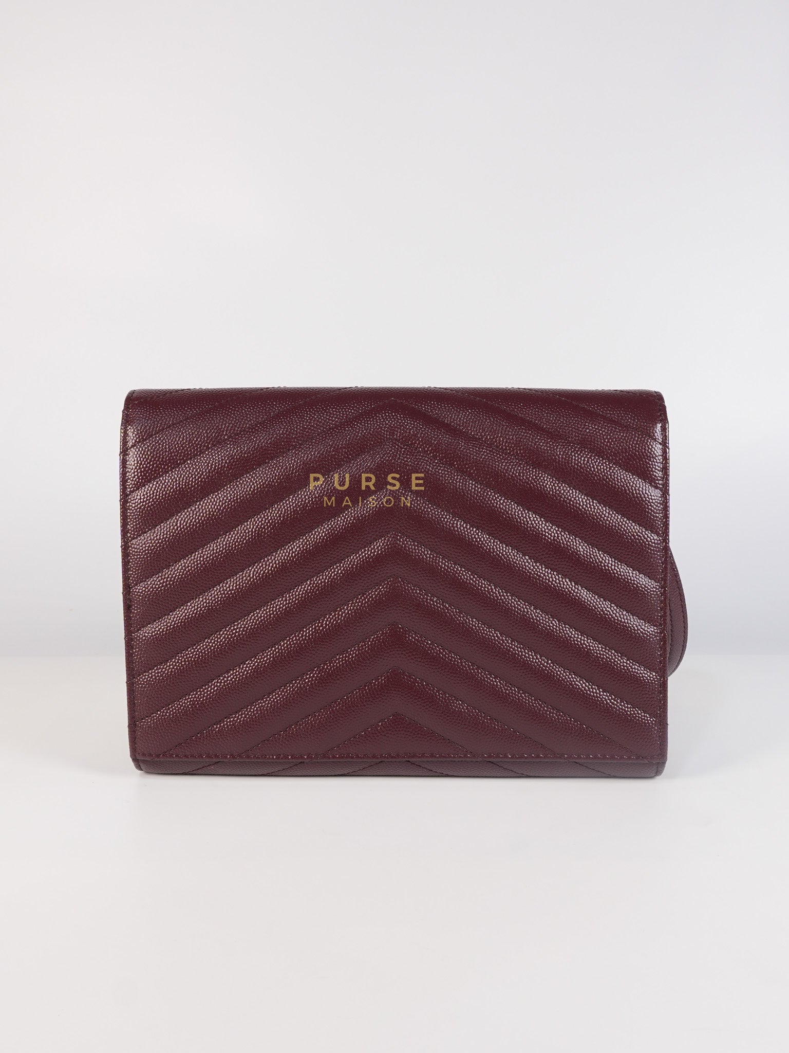 Cassandre Envelope Clutch in Burgundy Matellase Leather & Gold Hardware | Purse Maison Luxury Bags Shop