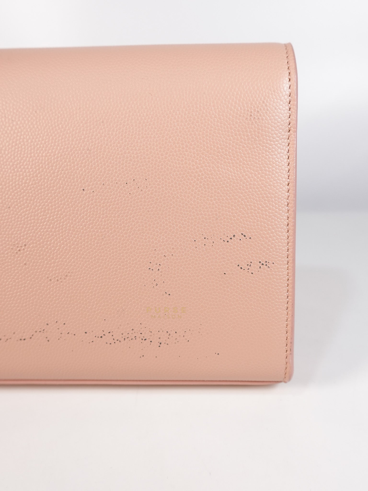 Cassandre Light Pink Grained Calfskin Leather Long Clutch | Purse Maison Luxury Bags Shop