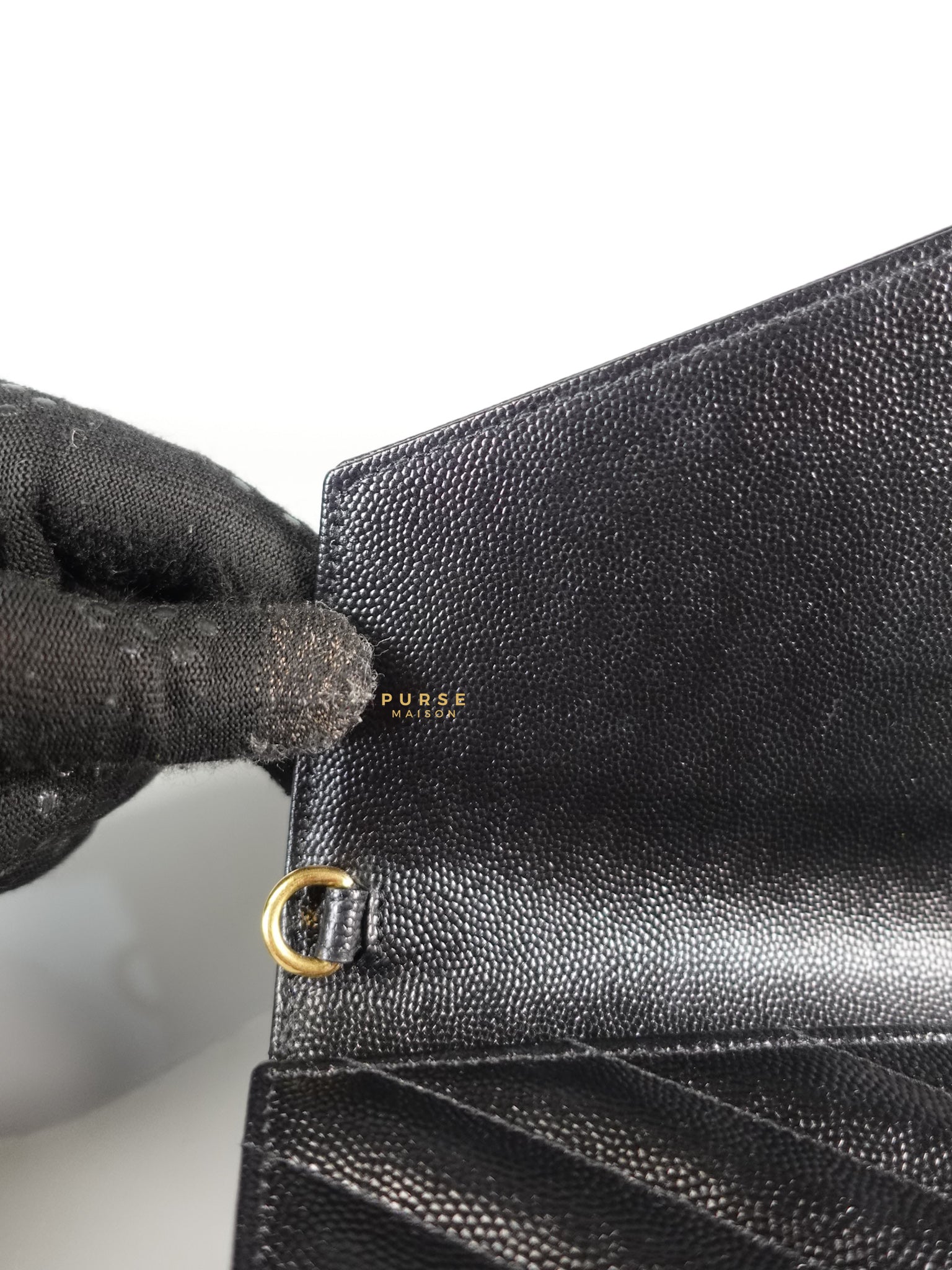 Cassandre Matelasśe Flap Clutch in Black and Gold Hardware | Purse Maison Luxury Bags Shop