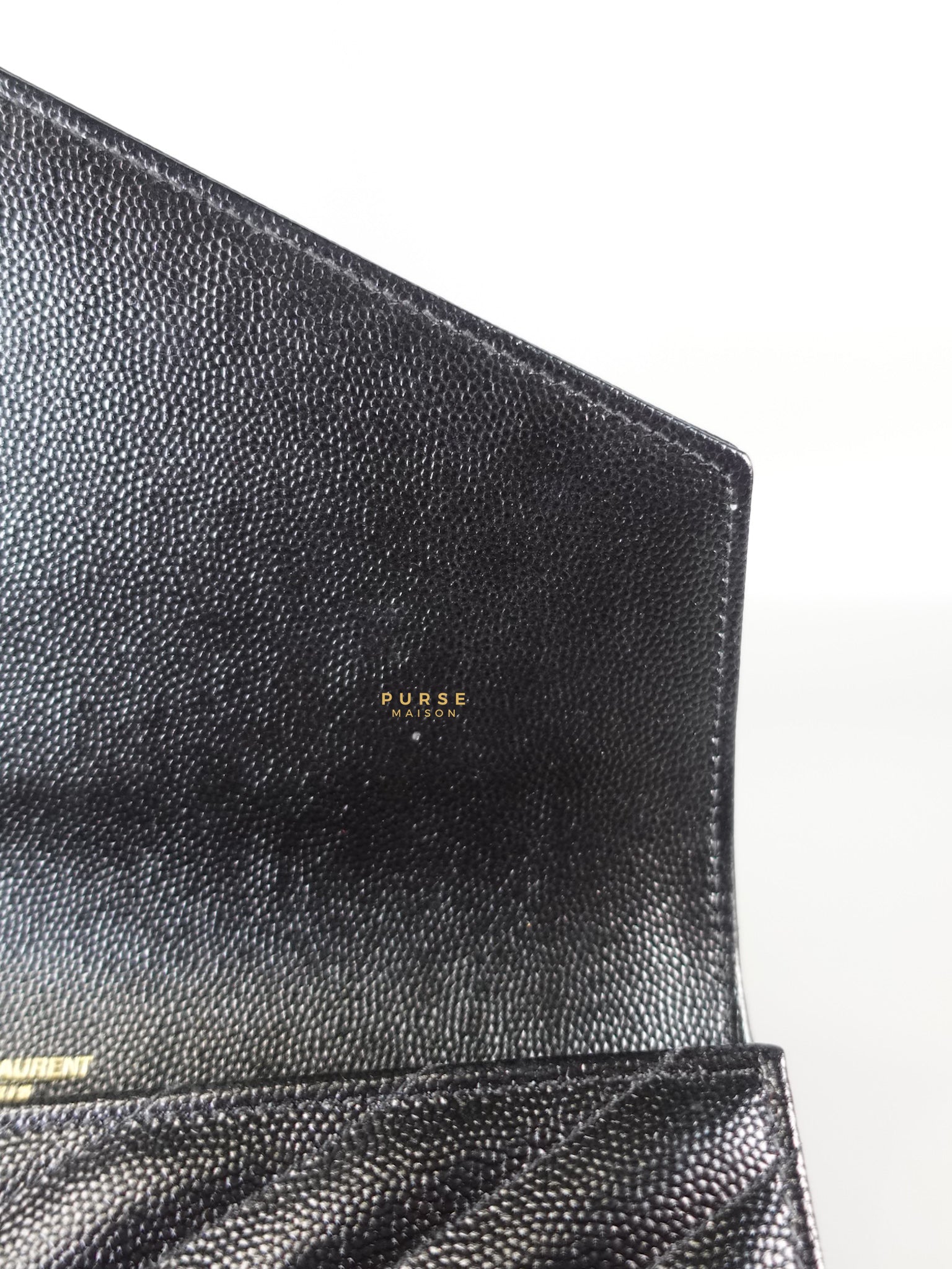 Cassandre Matelasśe Flap Clutch in Black and Gold Hardware | Purse Maison Luxury Bags Shop