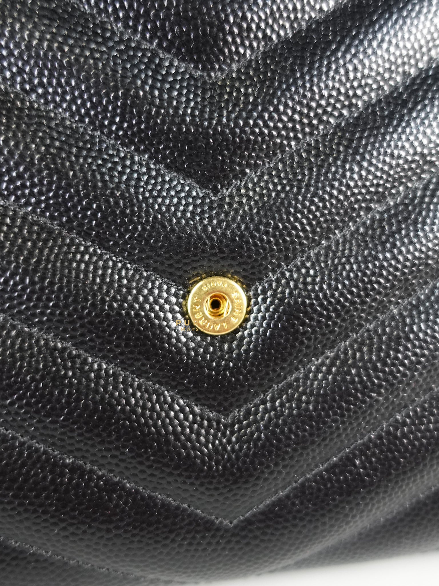 Cassandre Matelasśe Flap Clutch in Black and Gold Hardware | Purse Maison Luxury Bags Shop