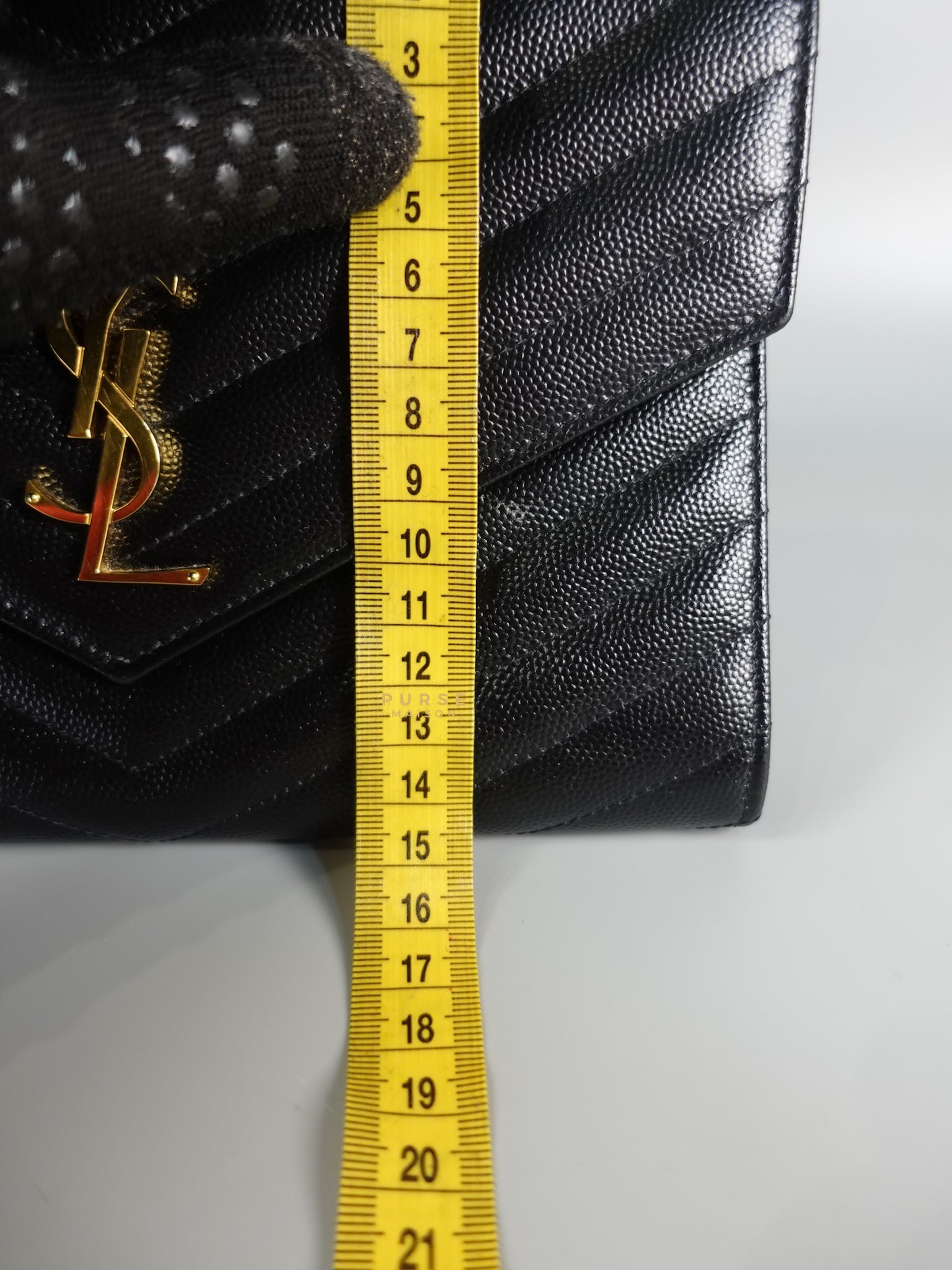 Cassandre Matelasśe Flap Clutch in Black and Gold Hardware | Purse Maison Luxury Bags Shop