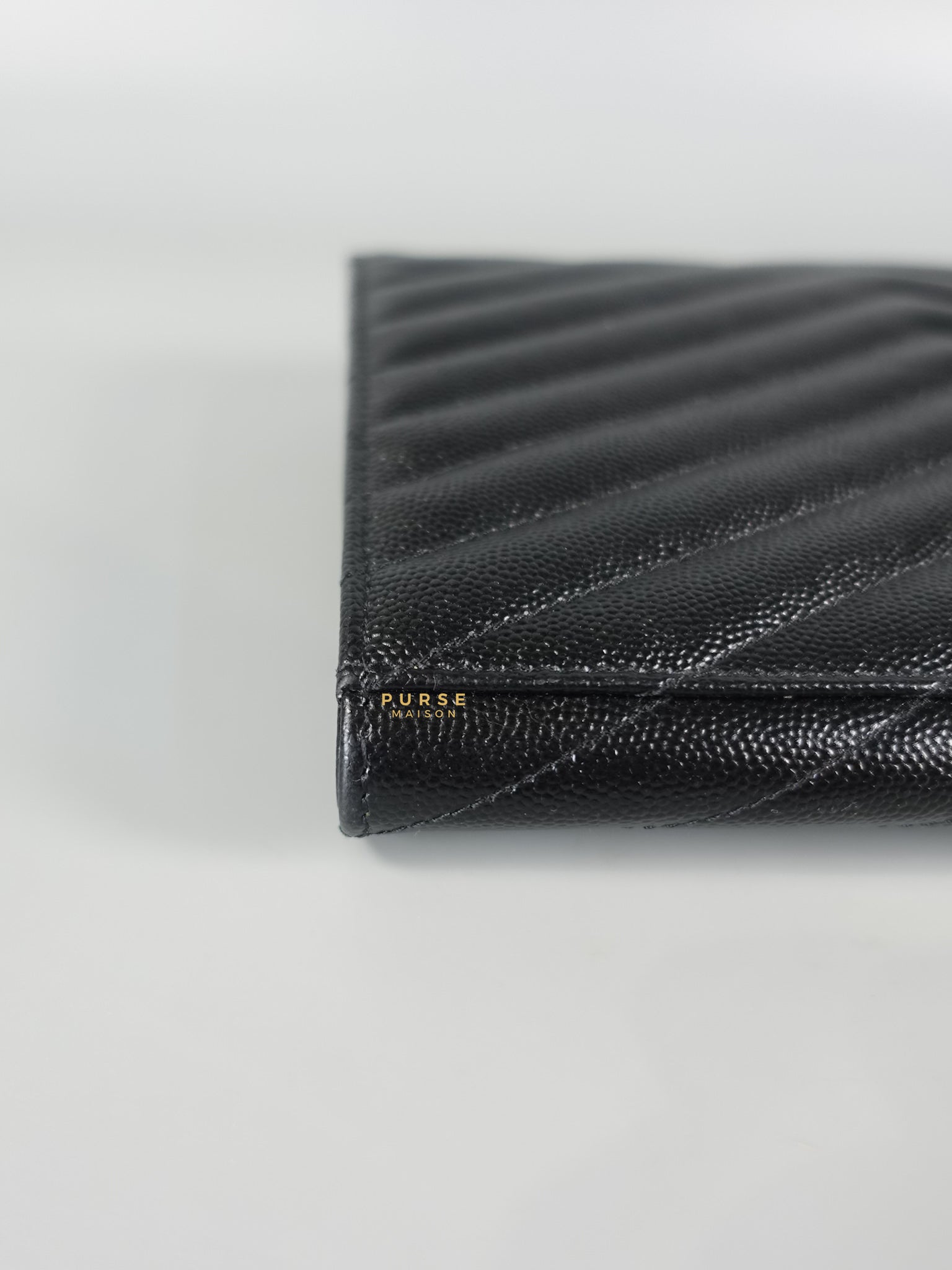 Cassandre Matelasśe Flap Clutch in Black and Gold Hardware | Purse Maison Luxury Bags Shop