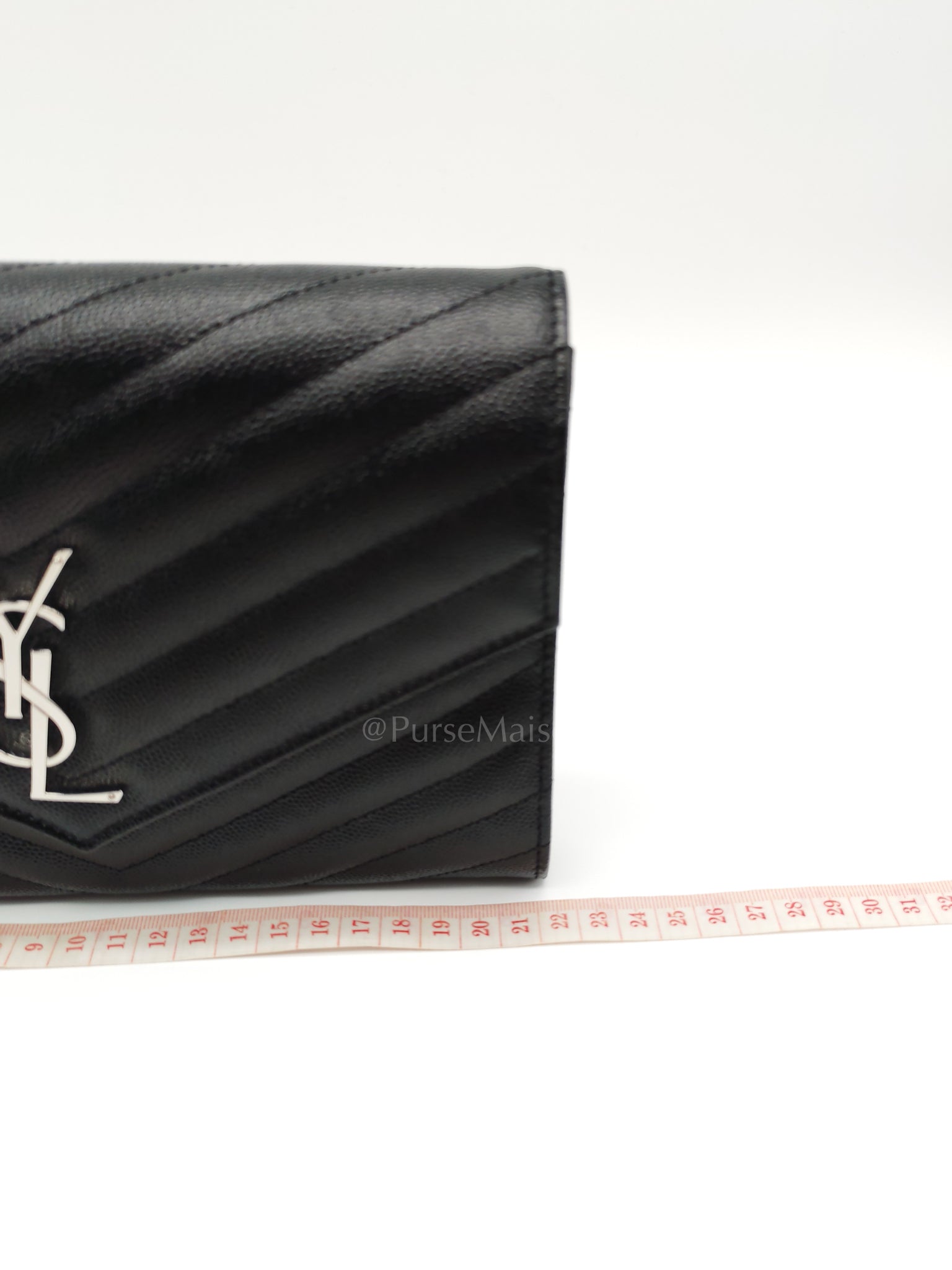 Cassandre Matelasse Flap Clutch in Black Grained Calfskin Leather | Purse Maison Luxury Bags Shop