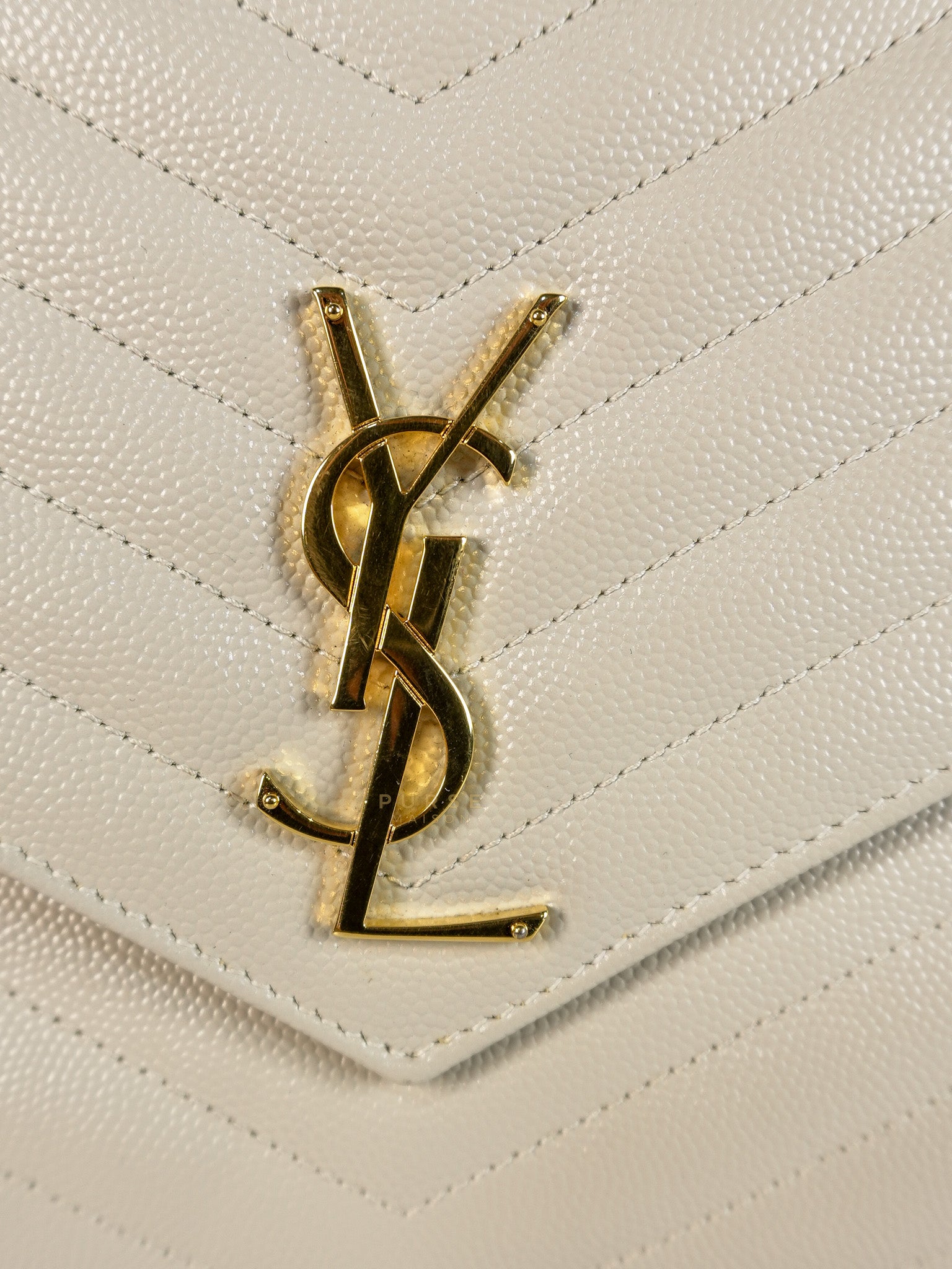 Cassandre Matelassé Flap Pouch in White Grain De Poudre Leather | Purse Maison Luxury Bags Shop