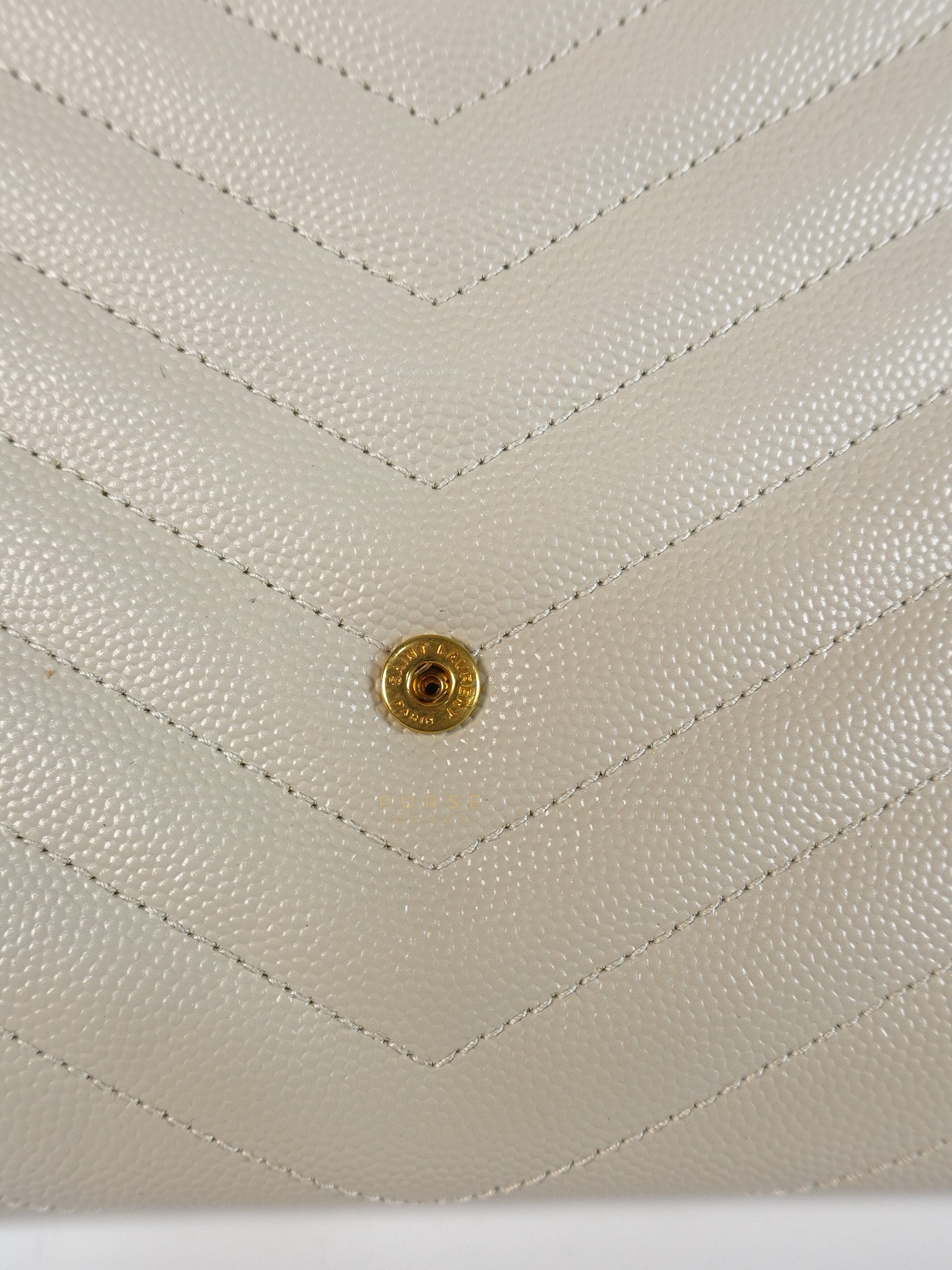 Cassandre Matelassé Flap Pouch in White Grain De Poudre Leather | Purse Maison Luxury Bags Shop