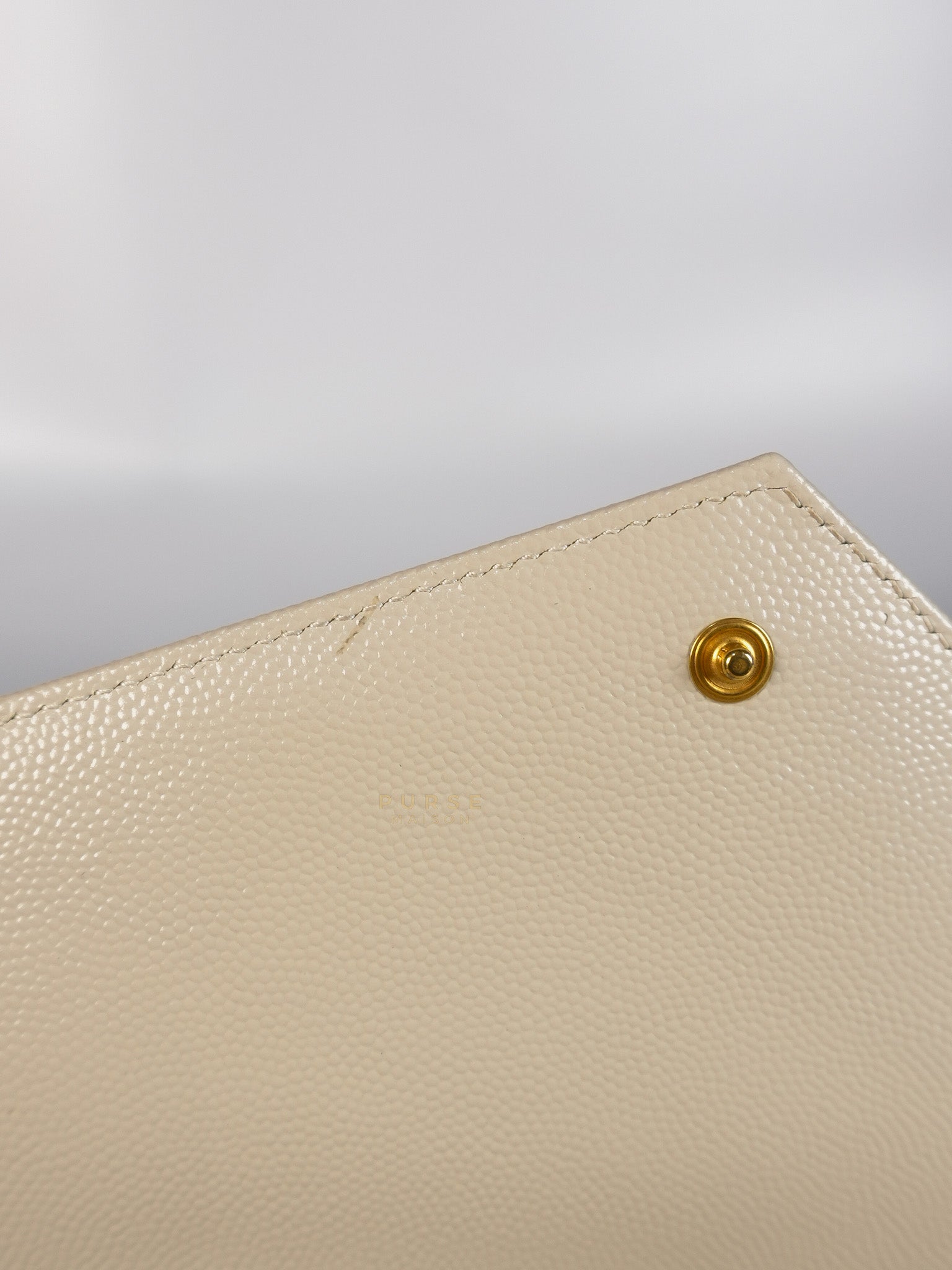 Cassandre Matelassé Flap Pouch in White Grain De Poudre Leather | Purse Maison Luxury Bags Shop