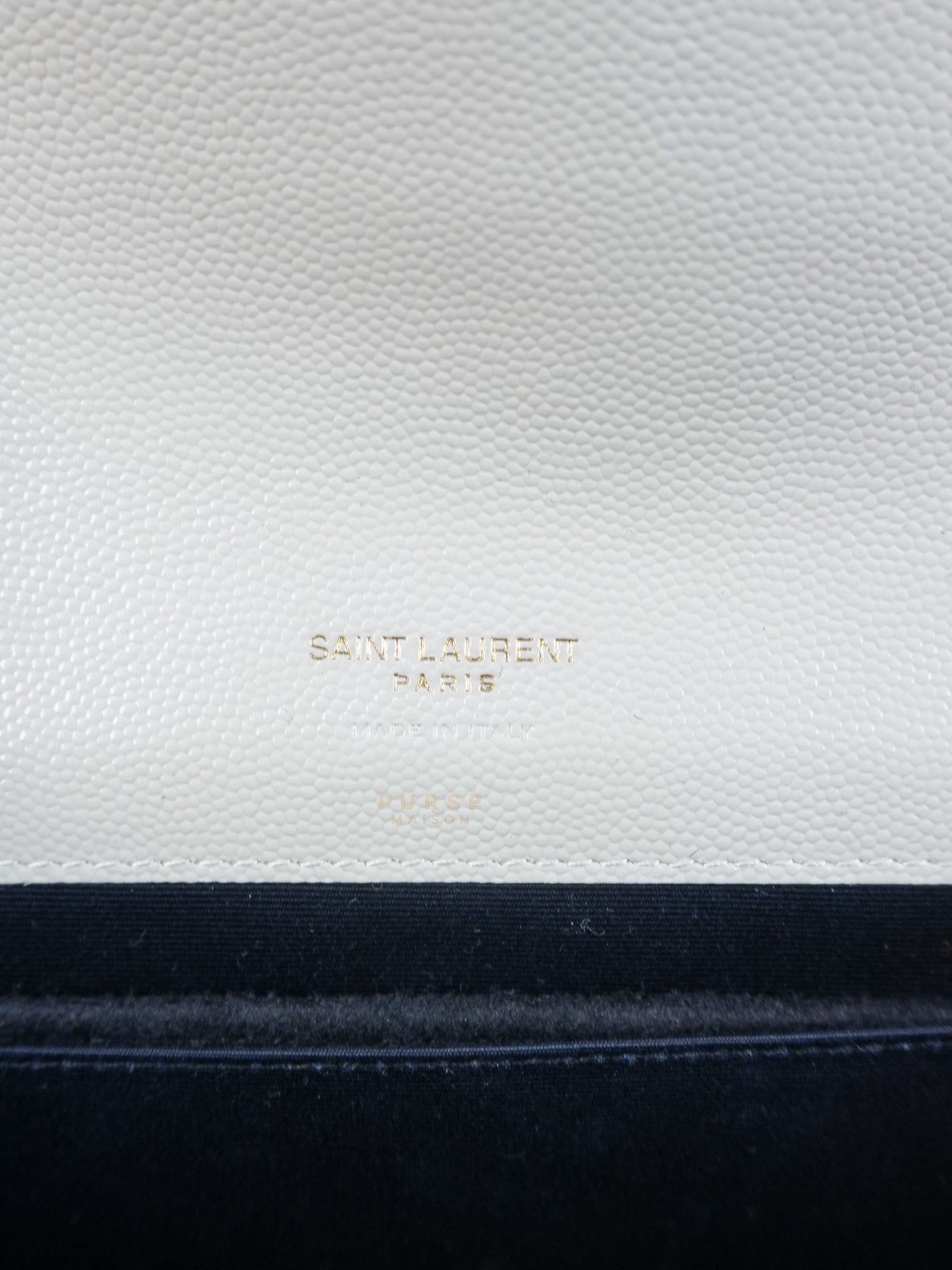 Cassandre Matelassé Flap Pouch in White Grain De Poudre Leather | Purse Maison Luxury Bags Shop
