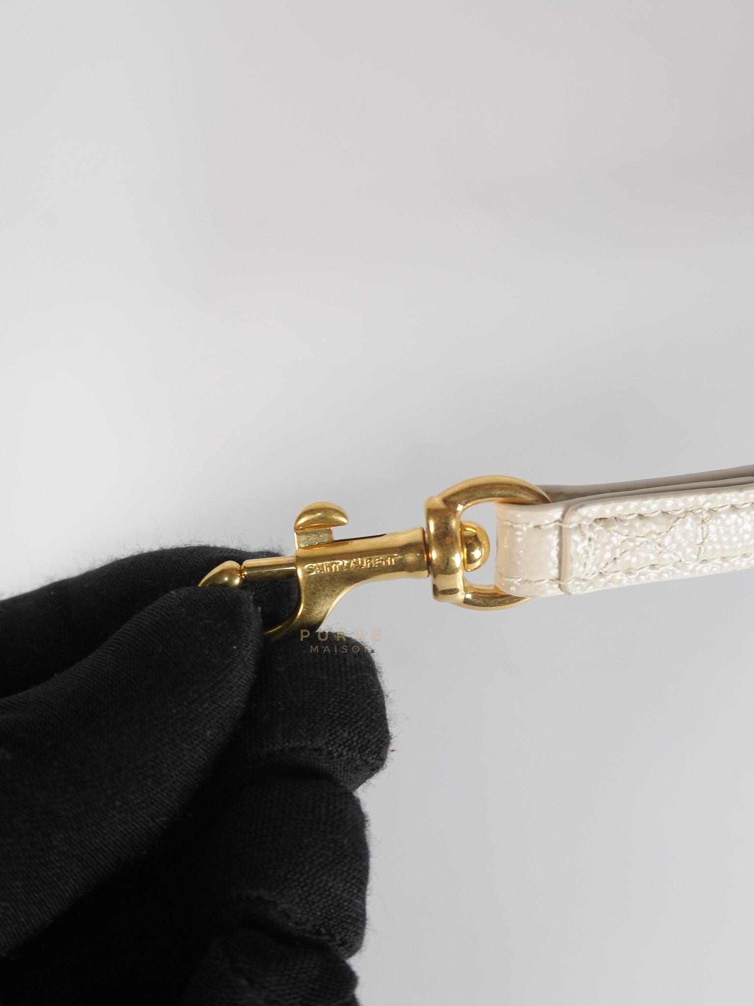 Cassandre Matelassé Flap Pouch in White Grain De Poudre Leather | Purse Maison Luxury Bags Shop