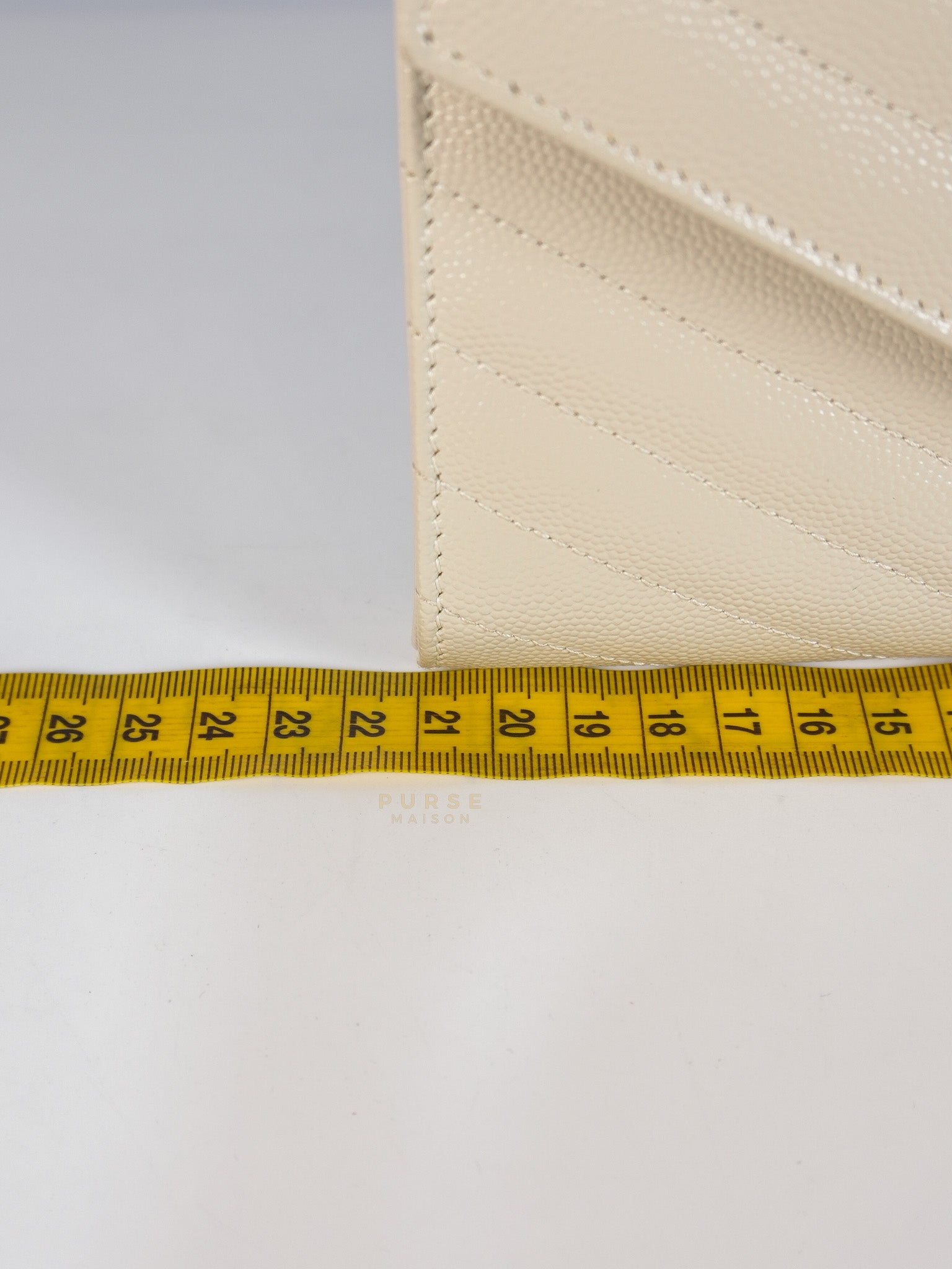 Cassandre Matelassé Flap Pouch in White Grain De Poudre Leather | Purse Maison Luxury Bags Shop