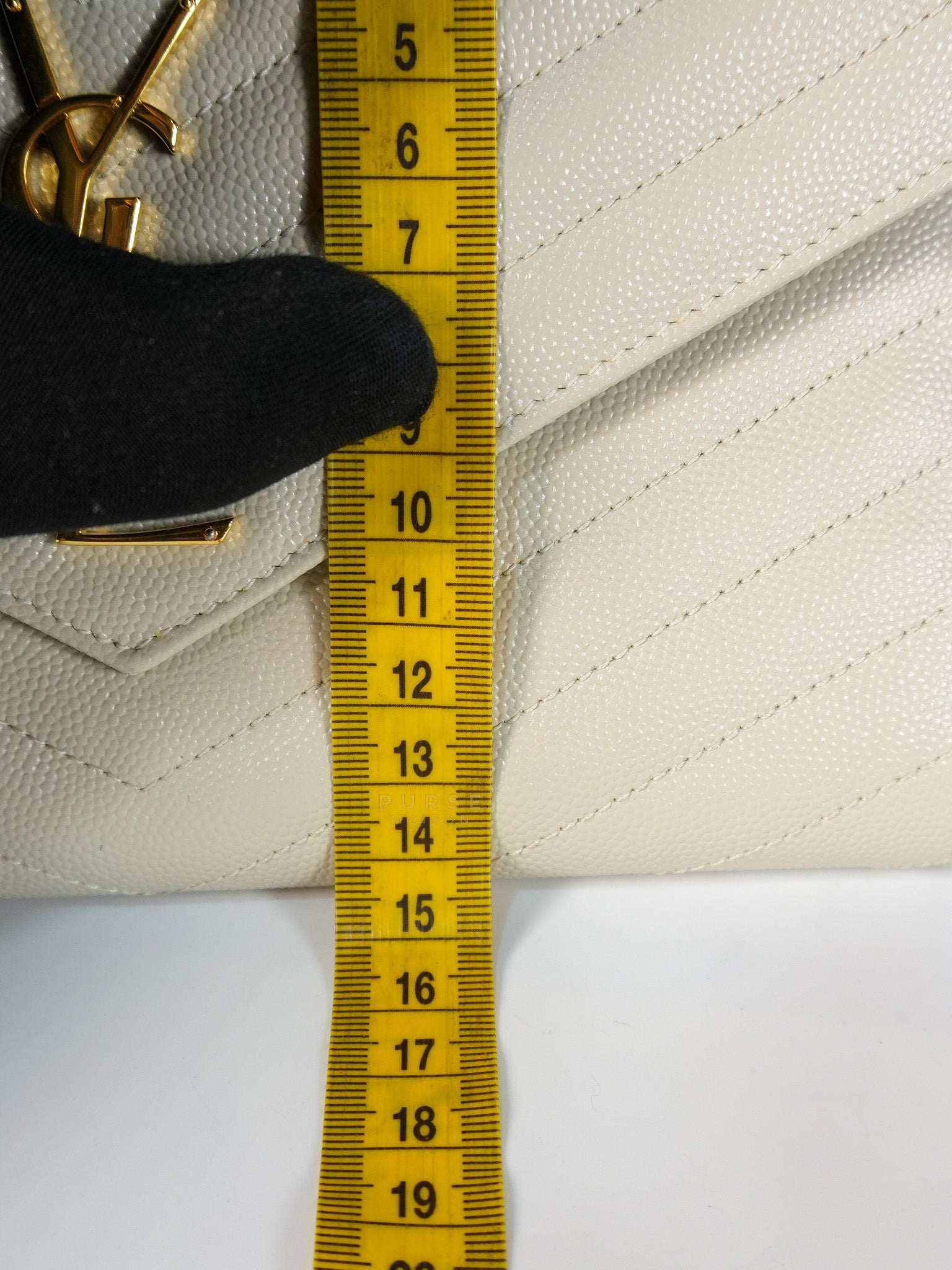 Cassandre Matelassé Flap Pouch in White Grain De Poudre Leather | Purse Maison Luxury Bags Shop