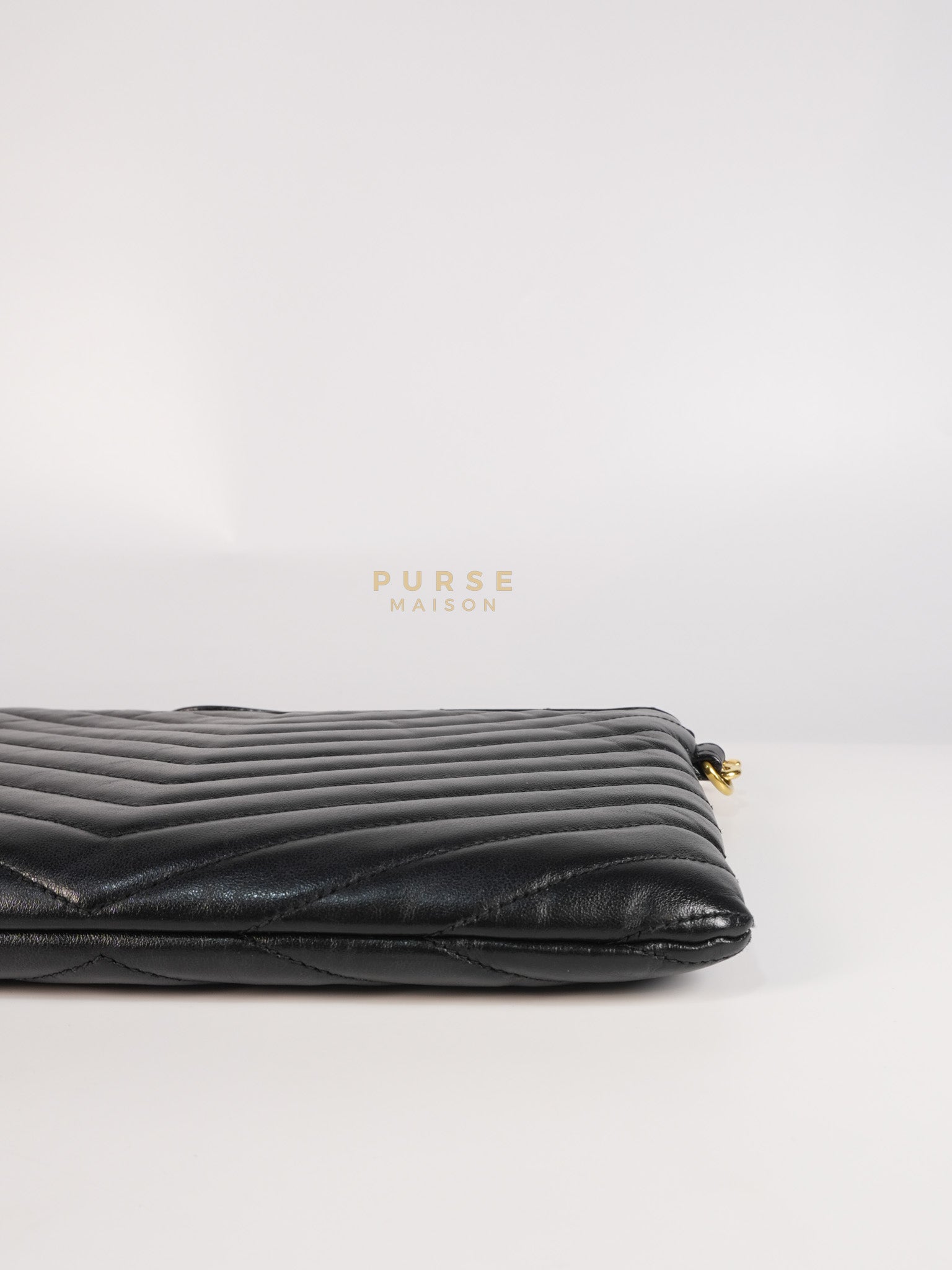 Cassandre Matelasse Large Bill Pouch/Clutch in Black Lambskin Leather | Purse Maison Luxury Bags Shop