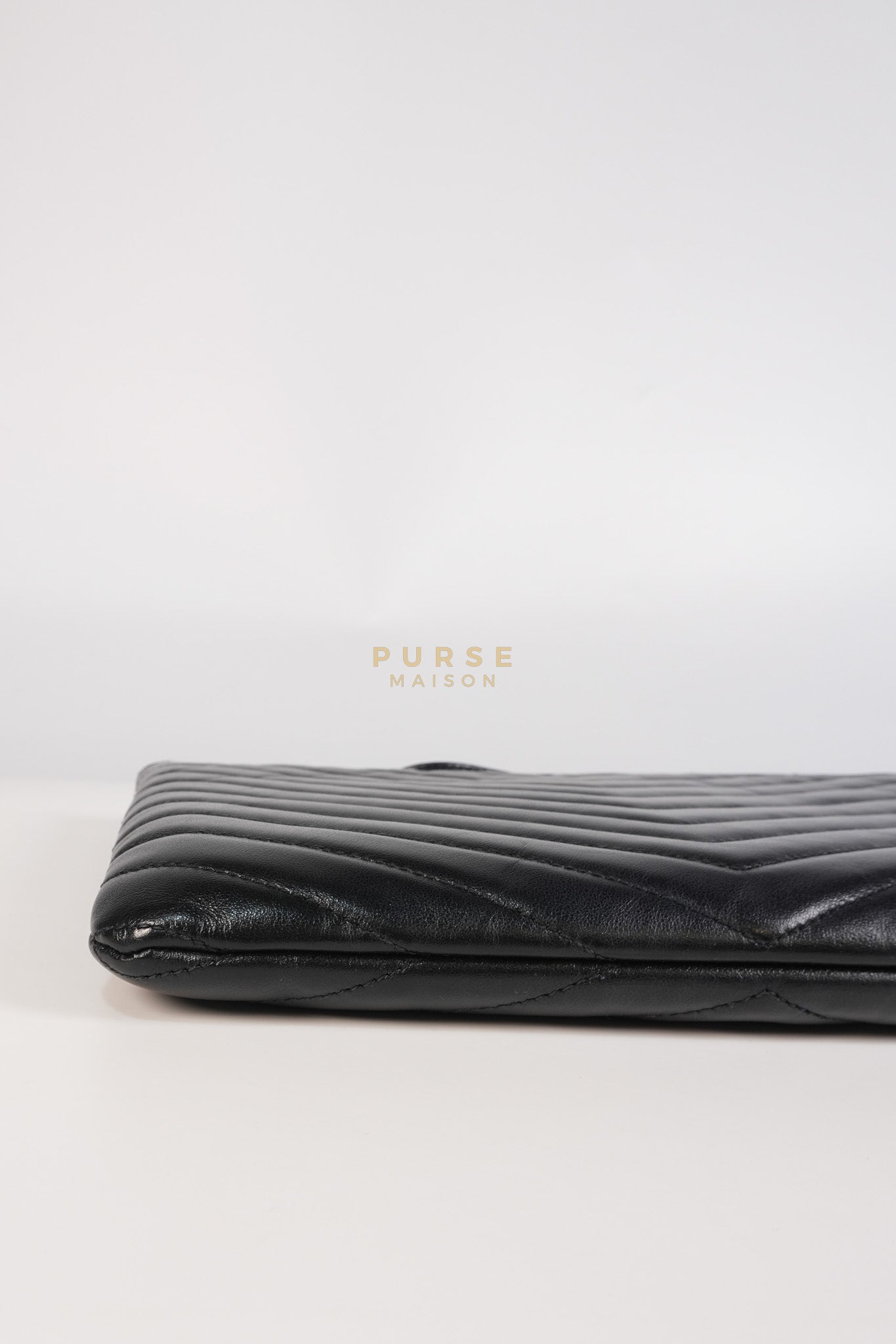Cassandre Matelasse Large Bill Pouch/Clutch in Black Lambskin Leather | Purse Maison Luxury Bags Shop