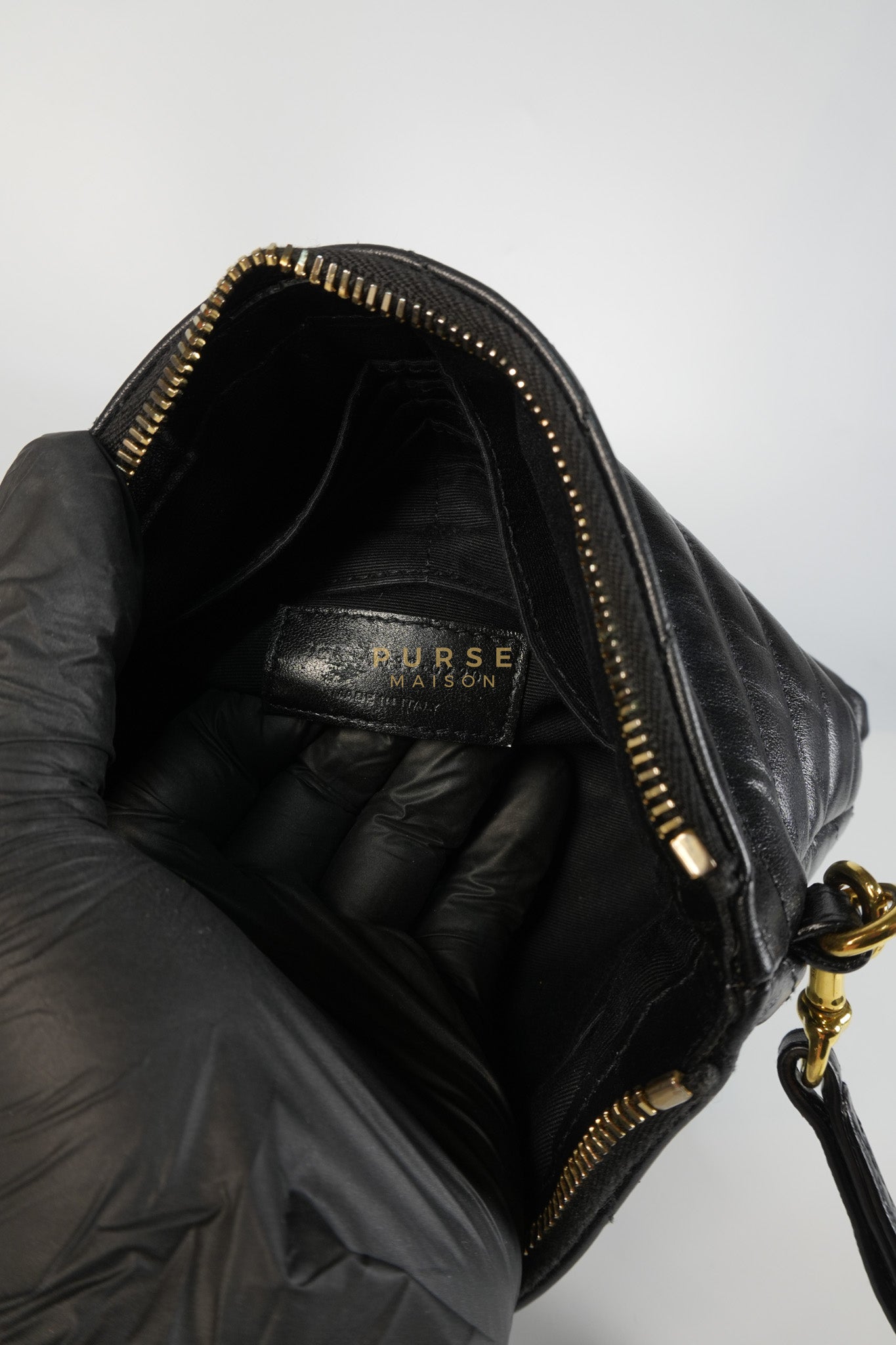 Cassandre Matelasse Large Bill Pouch/Clutch in Black Lambskin Leather | Purse Maison Luxury Bags Shop