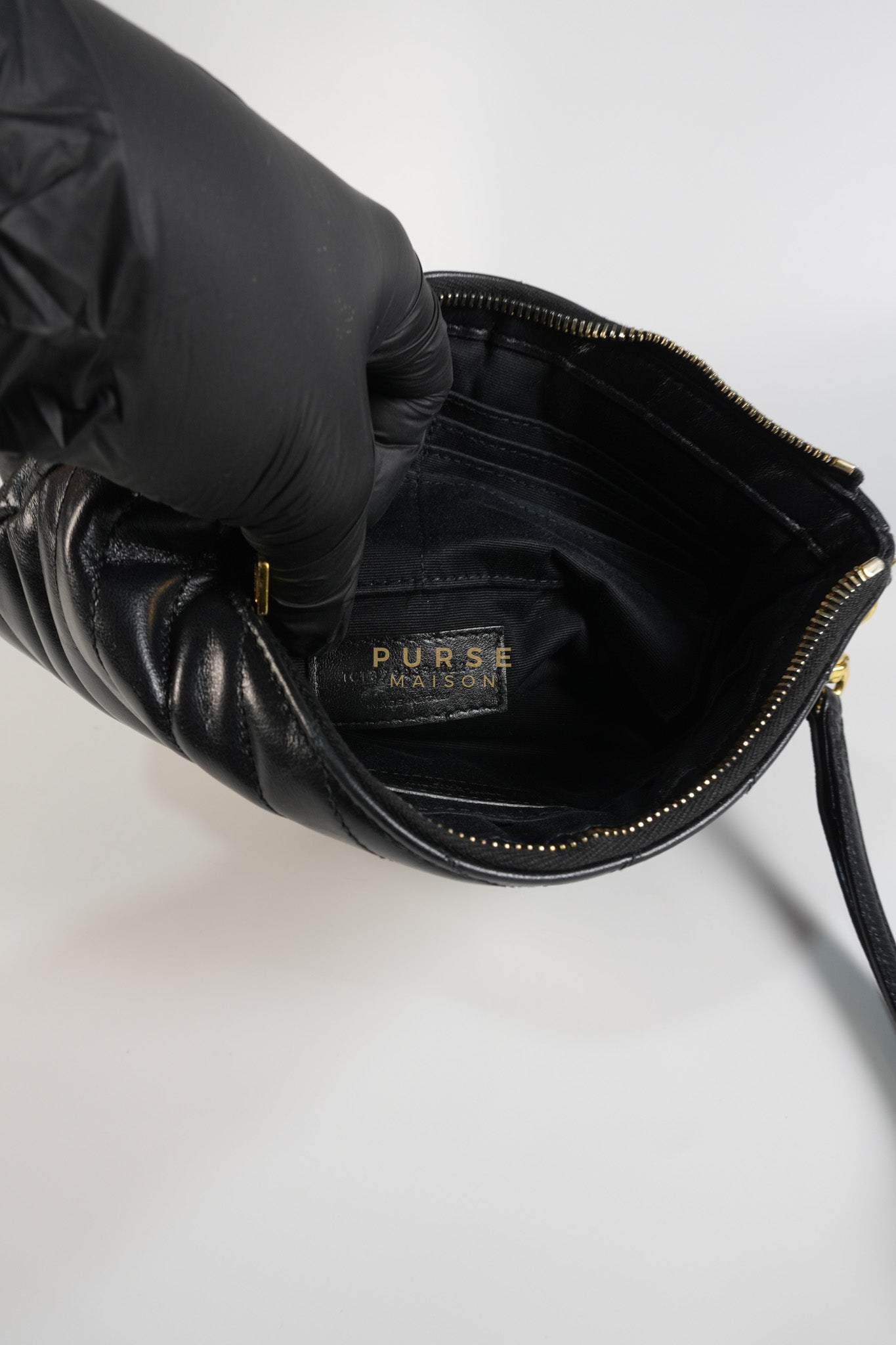Cassandre Matelasse Large Bill Pouch/Clutch in Black Lambskin Leather | Purse Maison Luxury Bags Shop