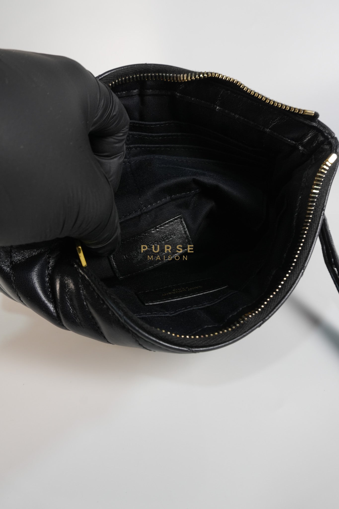 Cassandre Matelasse Large Bill Pouch/Clutch in Black Lambskin Leather | Purse Maison Luxury Bags Shop