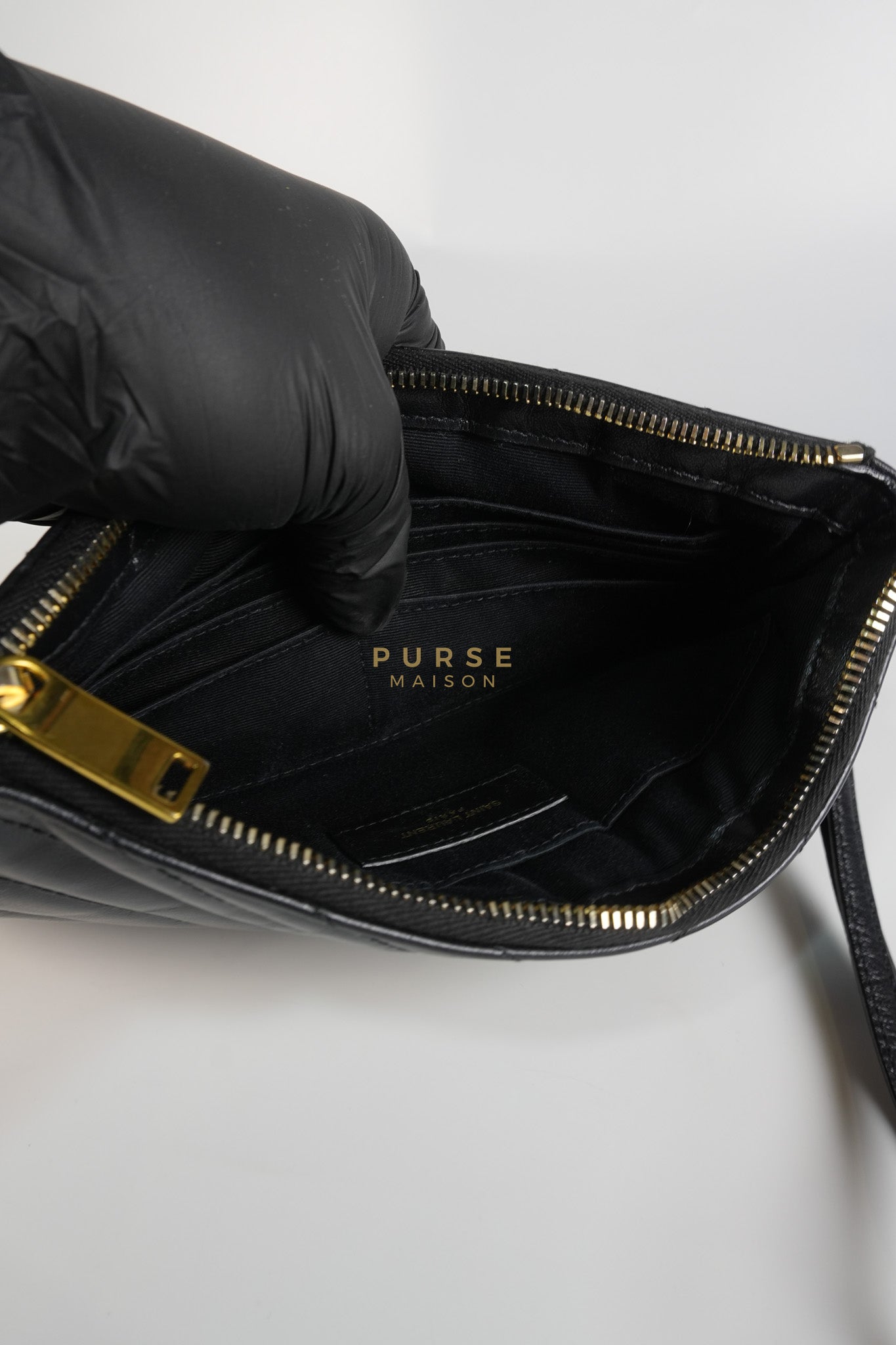 Cassandre Matelasse Large Bill Pouch/Clutch in Black Lambskin Leather | Purse Maison Luxury Bags Shop