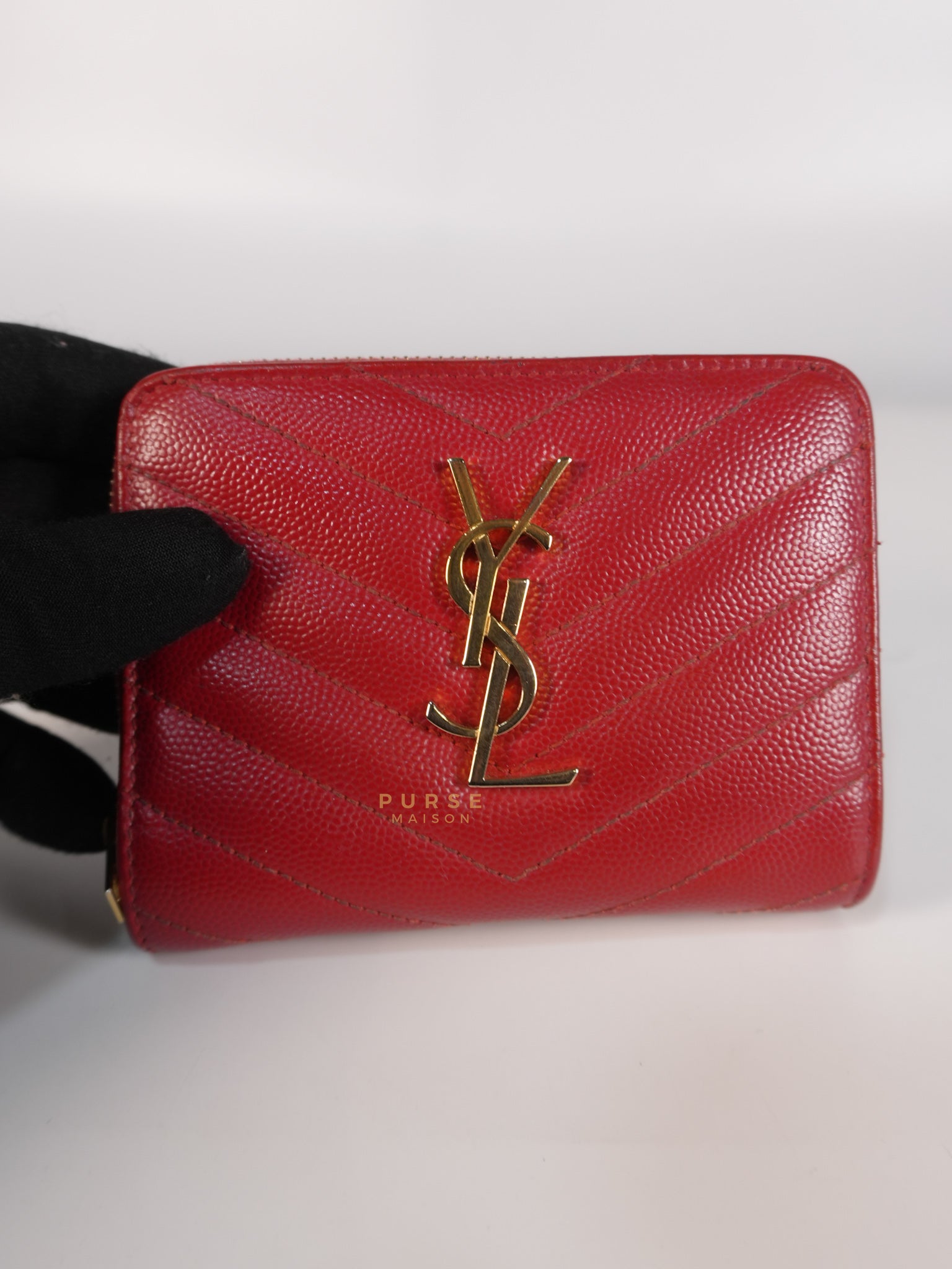 Cassandre Matelasse Red Compact Bifold Wallet | Purse Maison Luxury Bags Shop