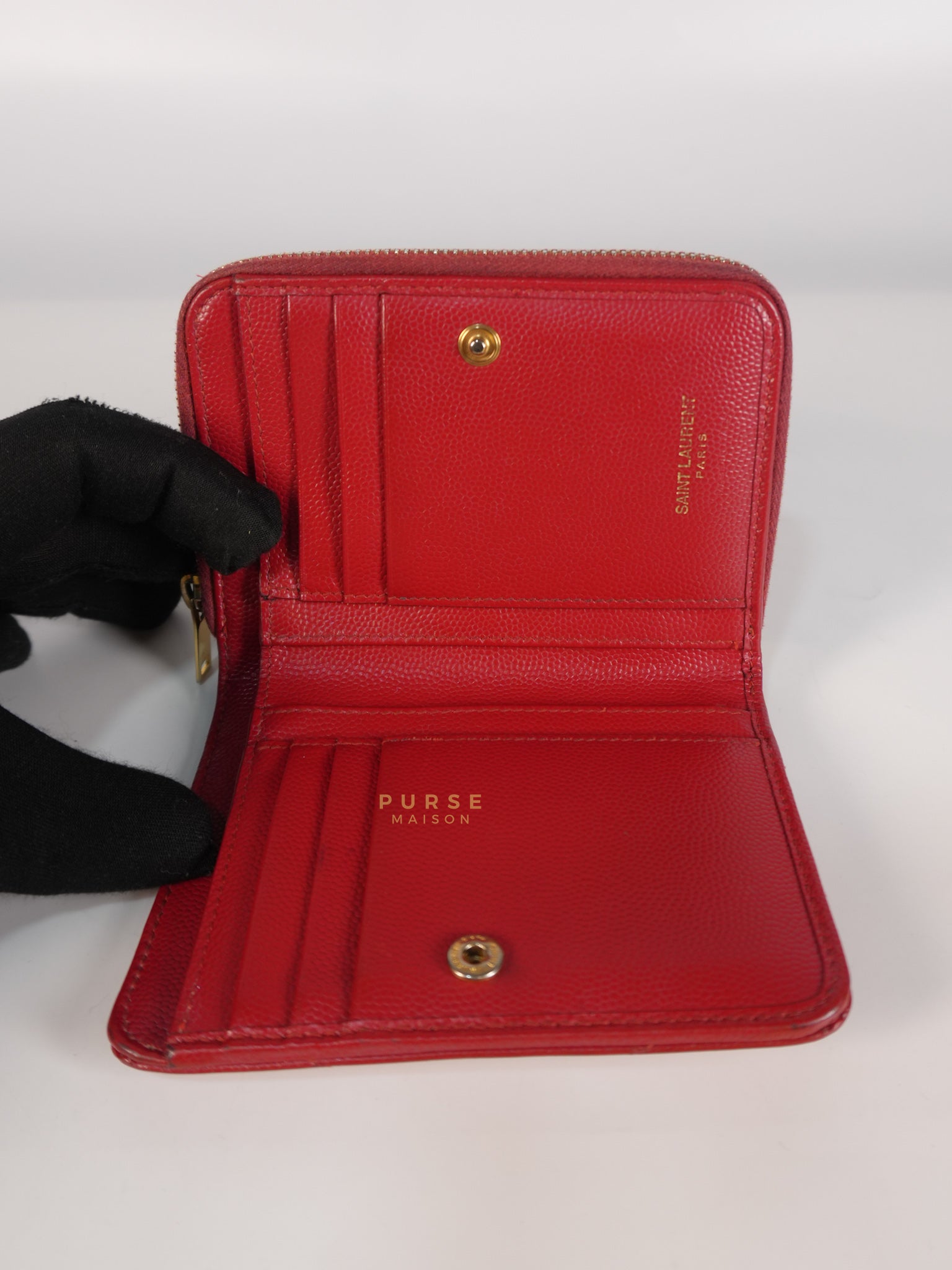 Cassandre Matelasse Red Compact Bifold Wallet | Purse Maison Luxury Bags Shop