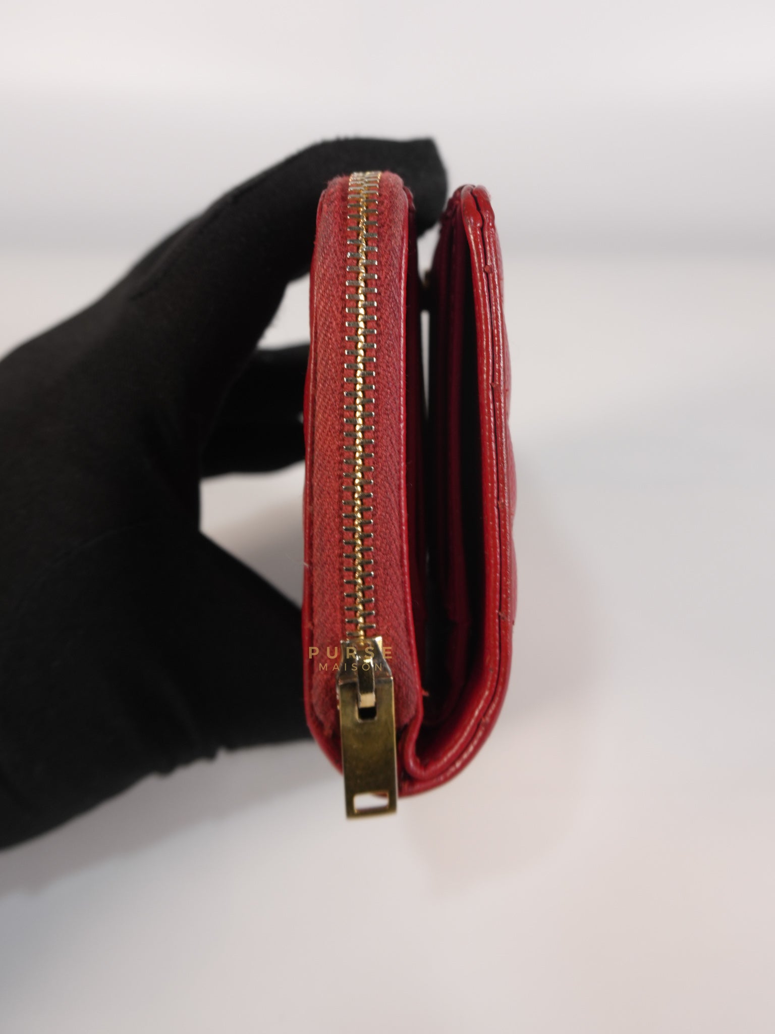 Cassandre Matelasse Red Compact Bifold Wallet | Purse Maison Luxury Bags Shop