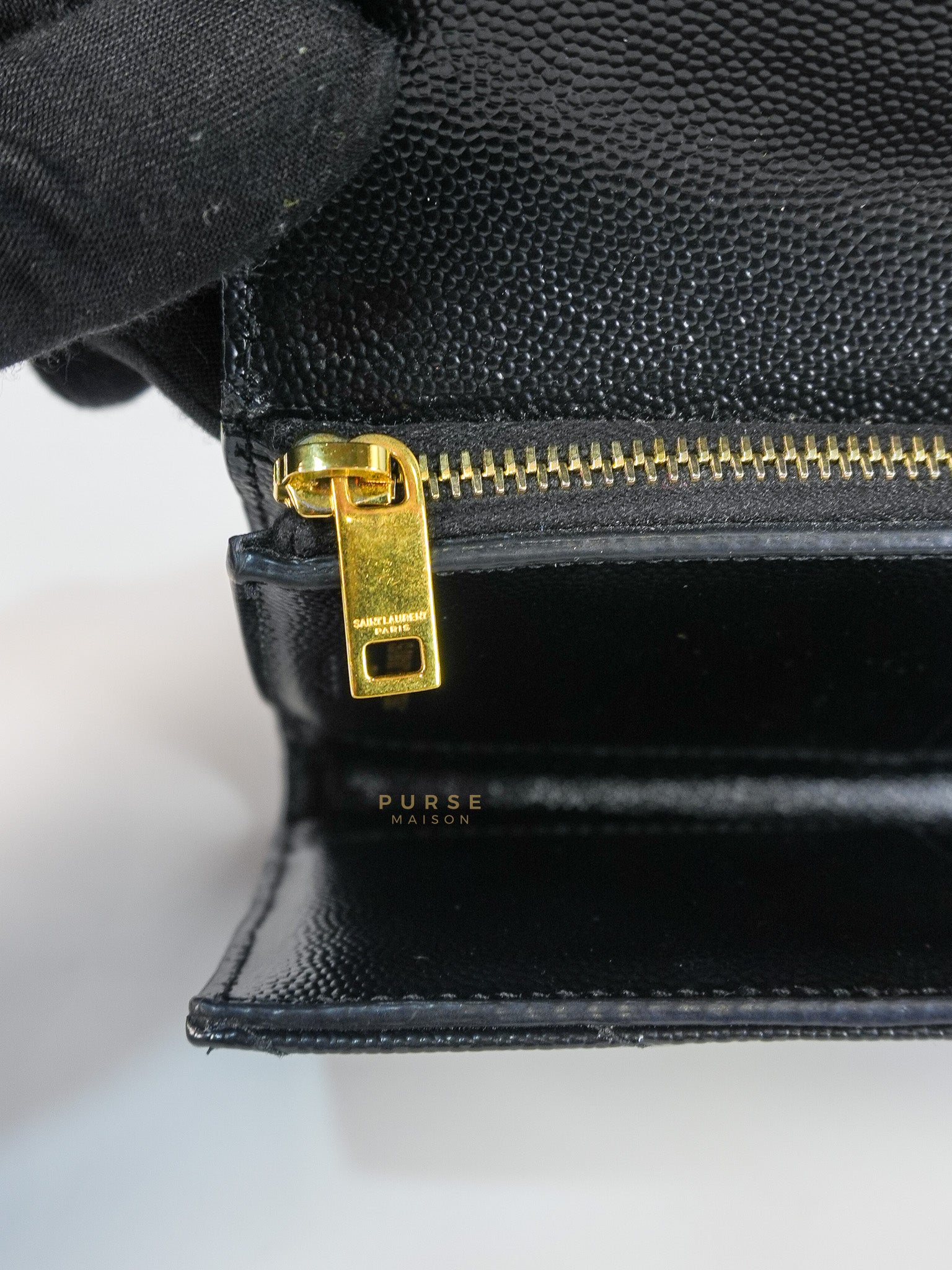 Cassandre Matelasse Tri-Fold Wallet in Black Grain De Poudre Leather | Purse Maison Luxury Bags Shop