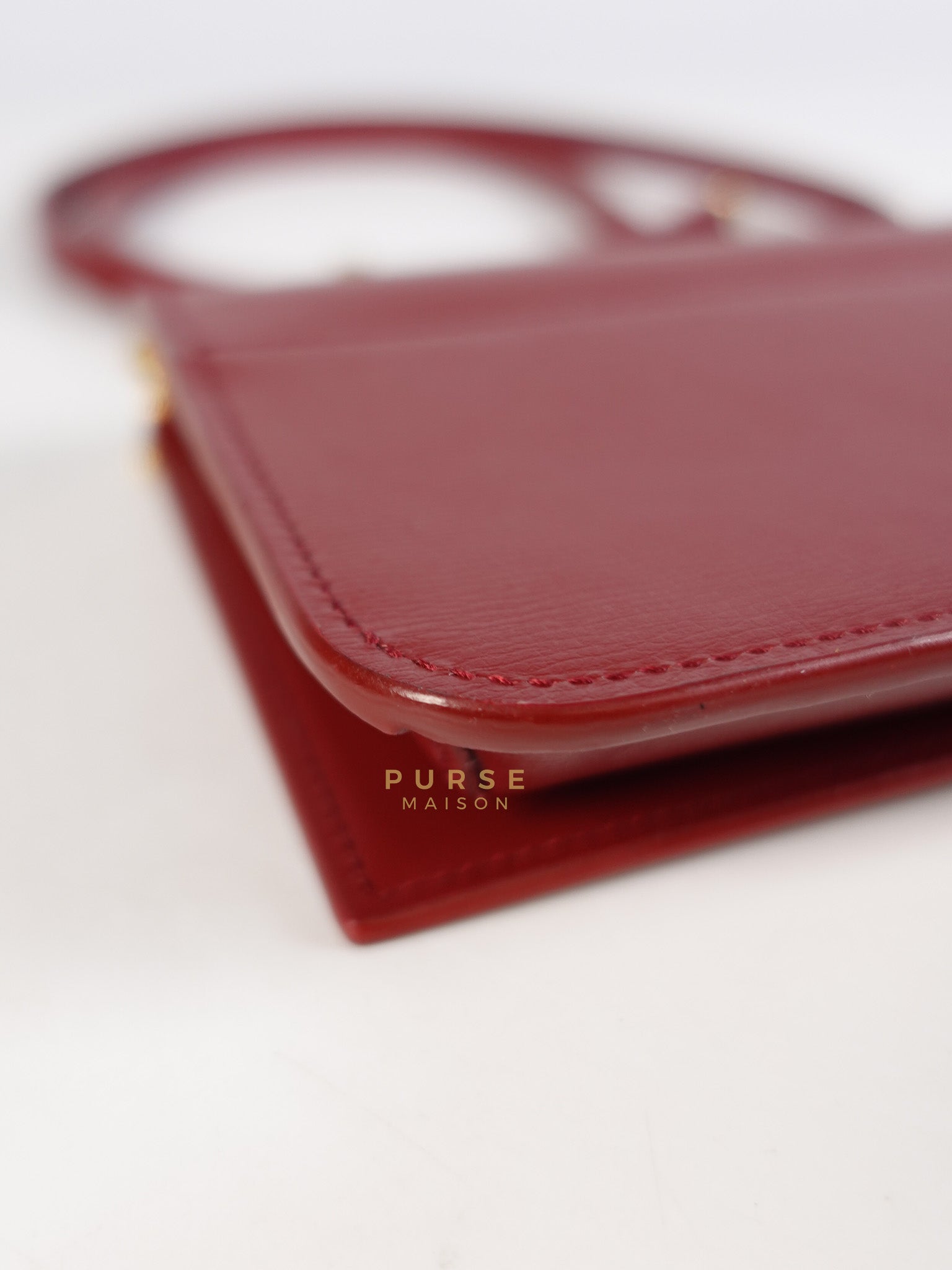 Cassandre Phone Holder Crossbody Bag in Opium Red & Gold Hardware | Purse Maison Luxury Bags Shop