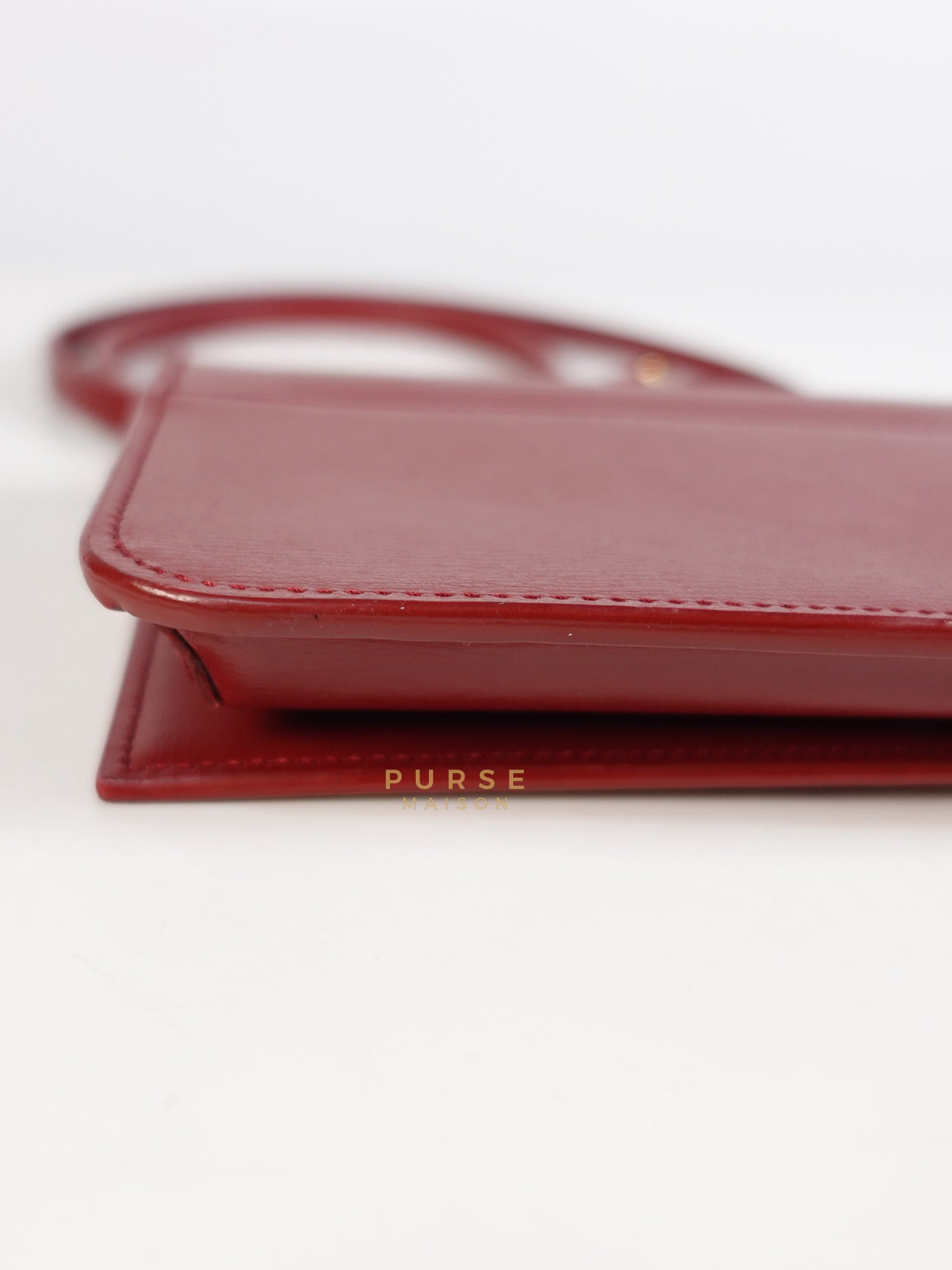 Cassandre Phone Holder Crossbody Bag in Opium Red & Gold Hardware | Purse Maison Luxury Bags Shop