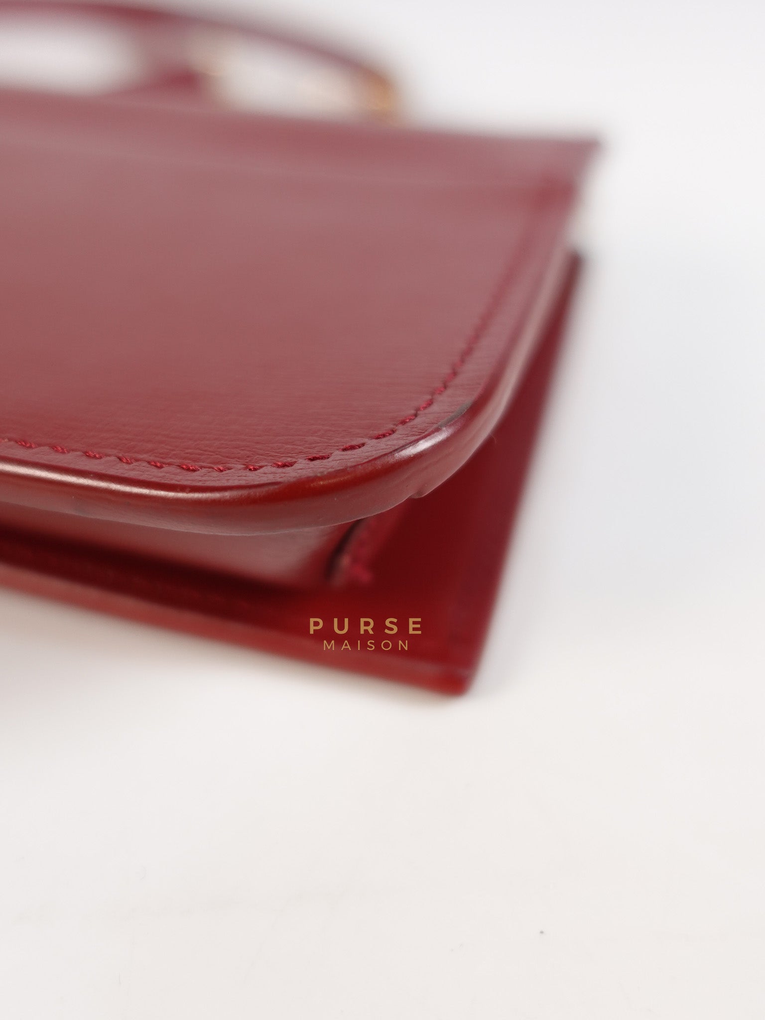 Cassandre Phone Holder Crossbody Bag in Opium Red & Gold Hardware | Purse Maison Luxury Bags Shop
