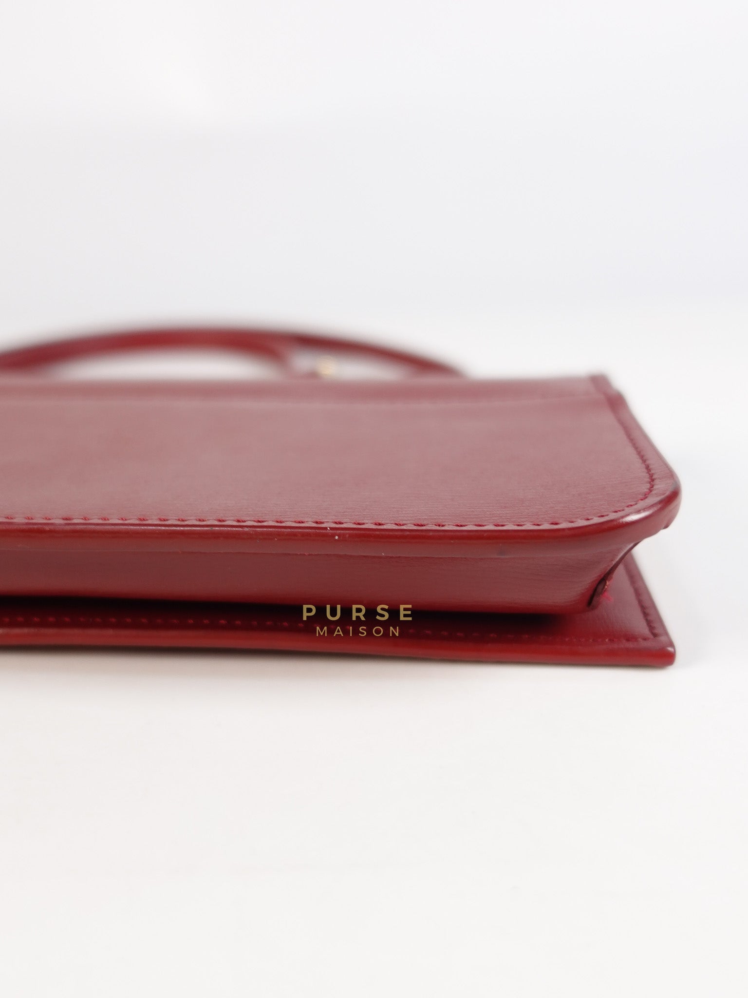 Cassandre Phone Holder Crossbody Bag in Opium Red & Gold Hardware | Purse Maison Luxury Bags Shop