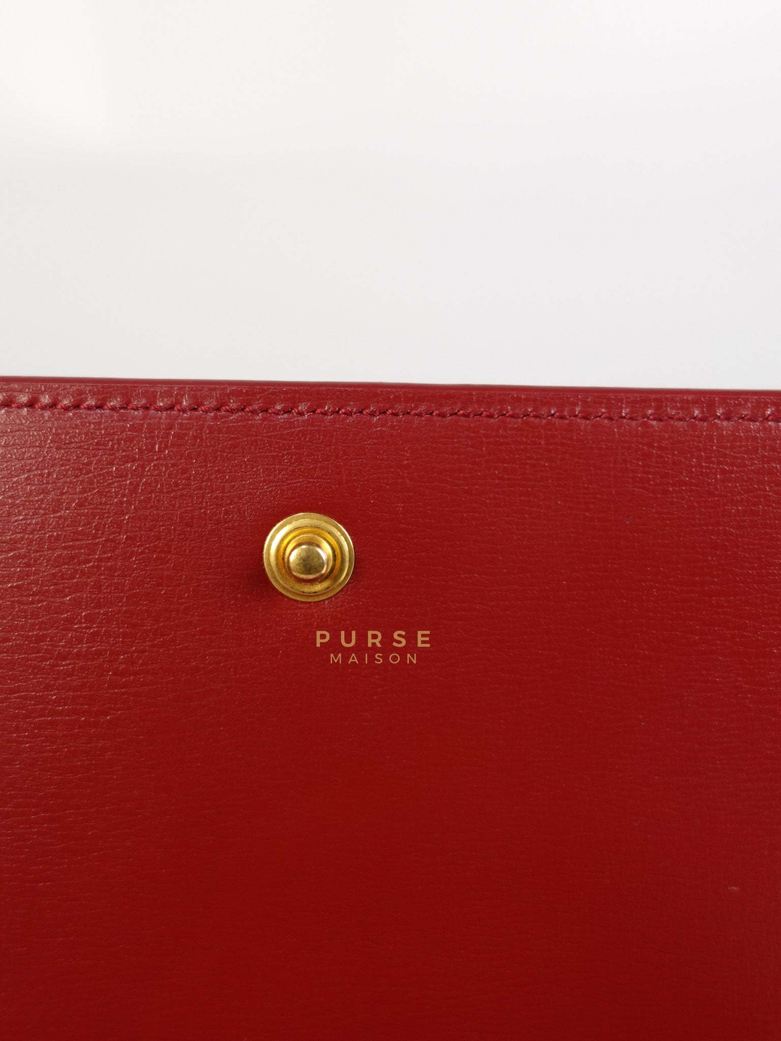 Cassandre Phone Holder Crossbody Bag in Opium Red & Gold Hardware | Purse Maison Luxury Bags Shop