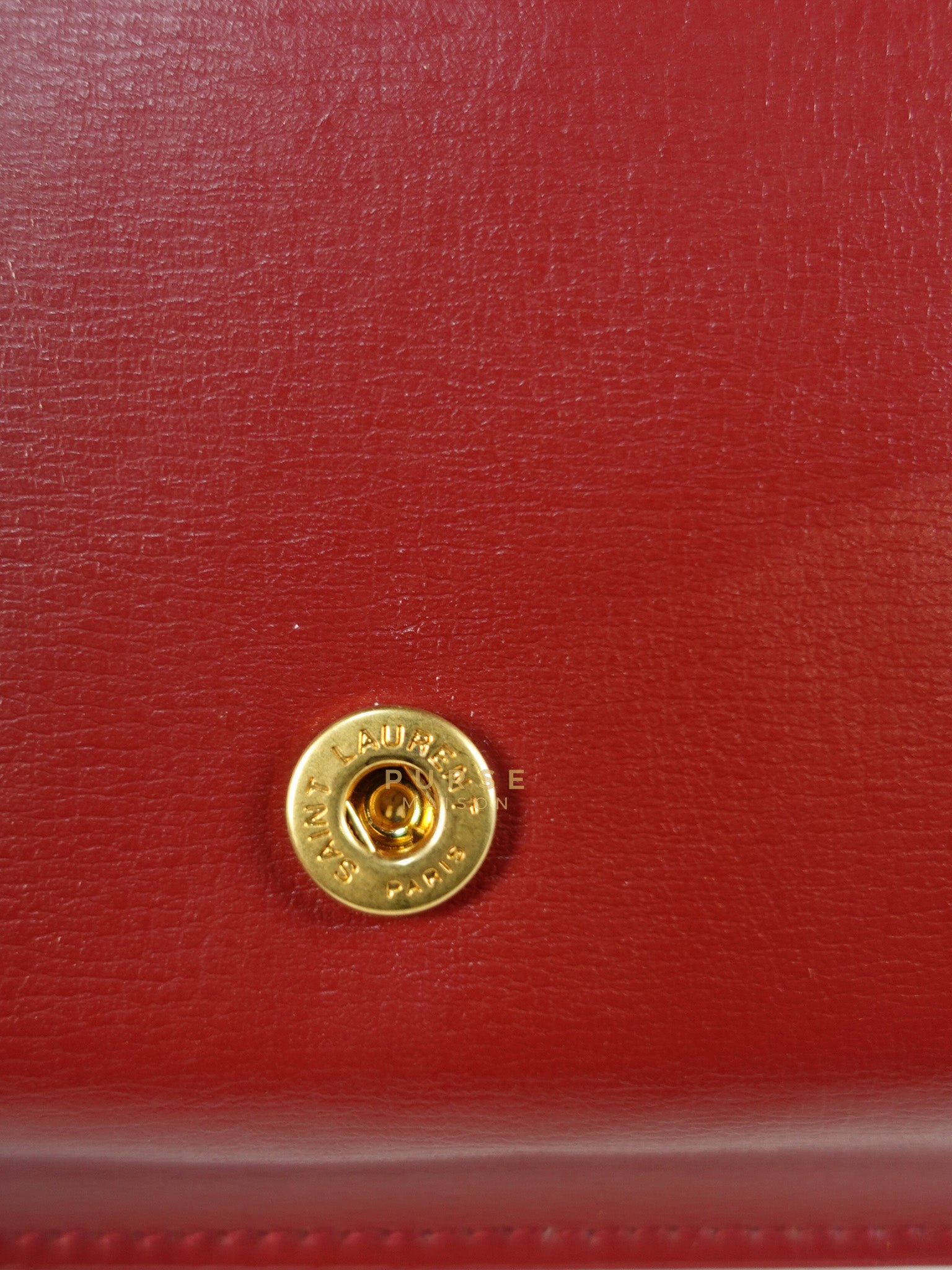 Cassandre Phone Holder Crossbody Bag in Opium Red & Gold Hardware | Purse Maison Luxury Bags Shop