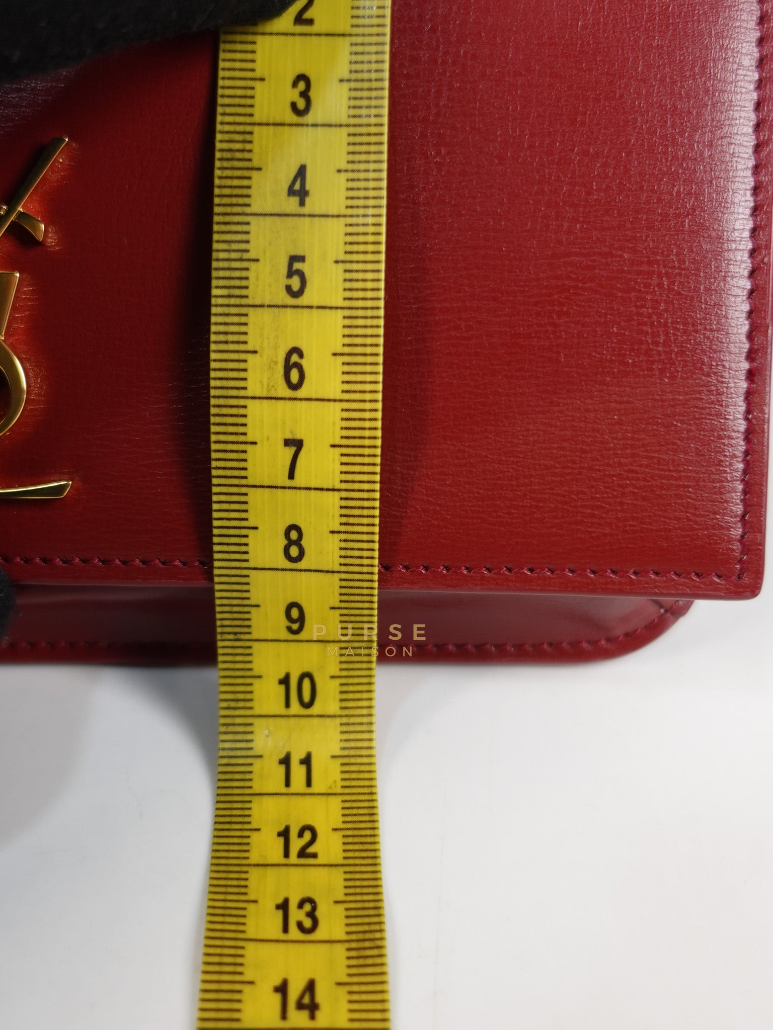 Cassandre Phone Holder Crossbody Bag in Opium Red & Gold Hardware | Purse Maison Luxury Bags Shop
