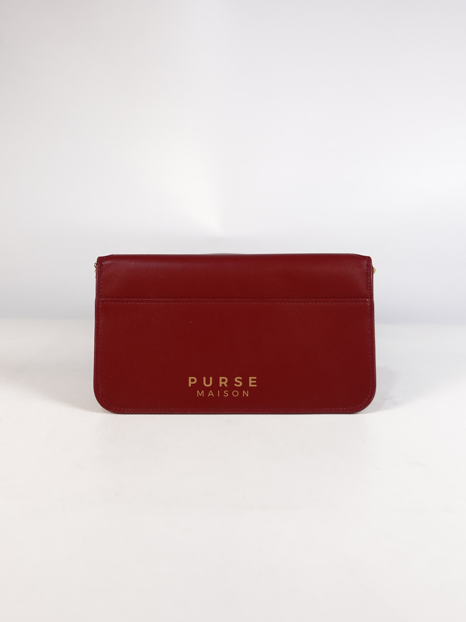 Cassandre Phone Holder Crossbody Bag in Opium Red & Gold Hardware | Purse Maison Luxury Bags Shop