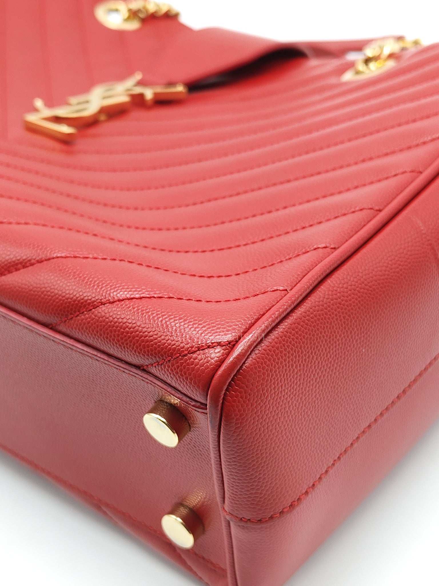 Cassandre Tote in Red Chevron Grained Calfskin Leather Tote Bag | Purse Maison Luxury Bags Shop