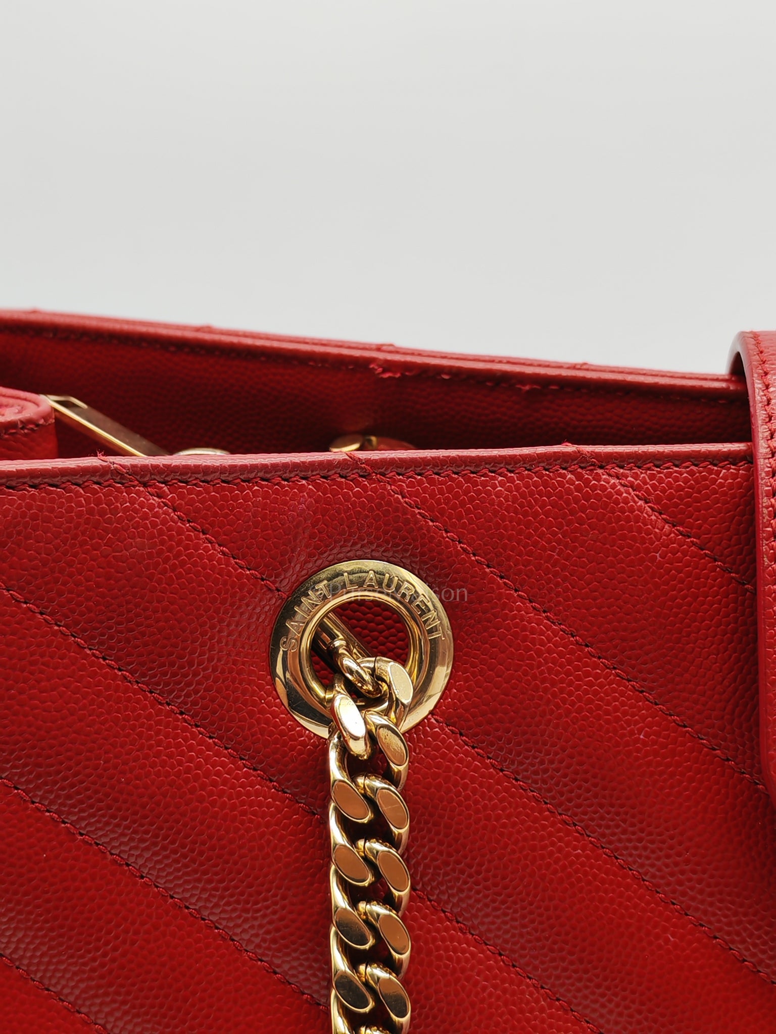 Cassandre Tote in Red Chevron Grained Calfskin Leather Tote Bag | Purse Maison Luxury Bags Shop