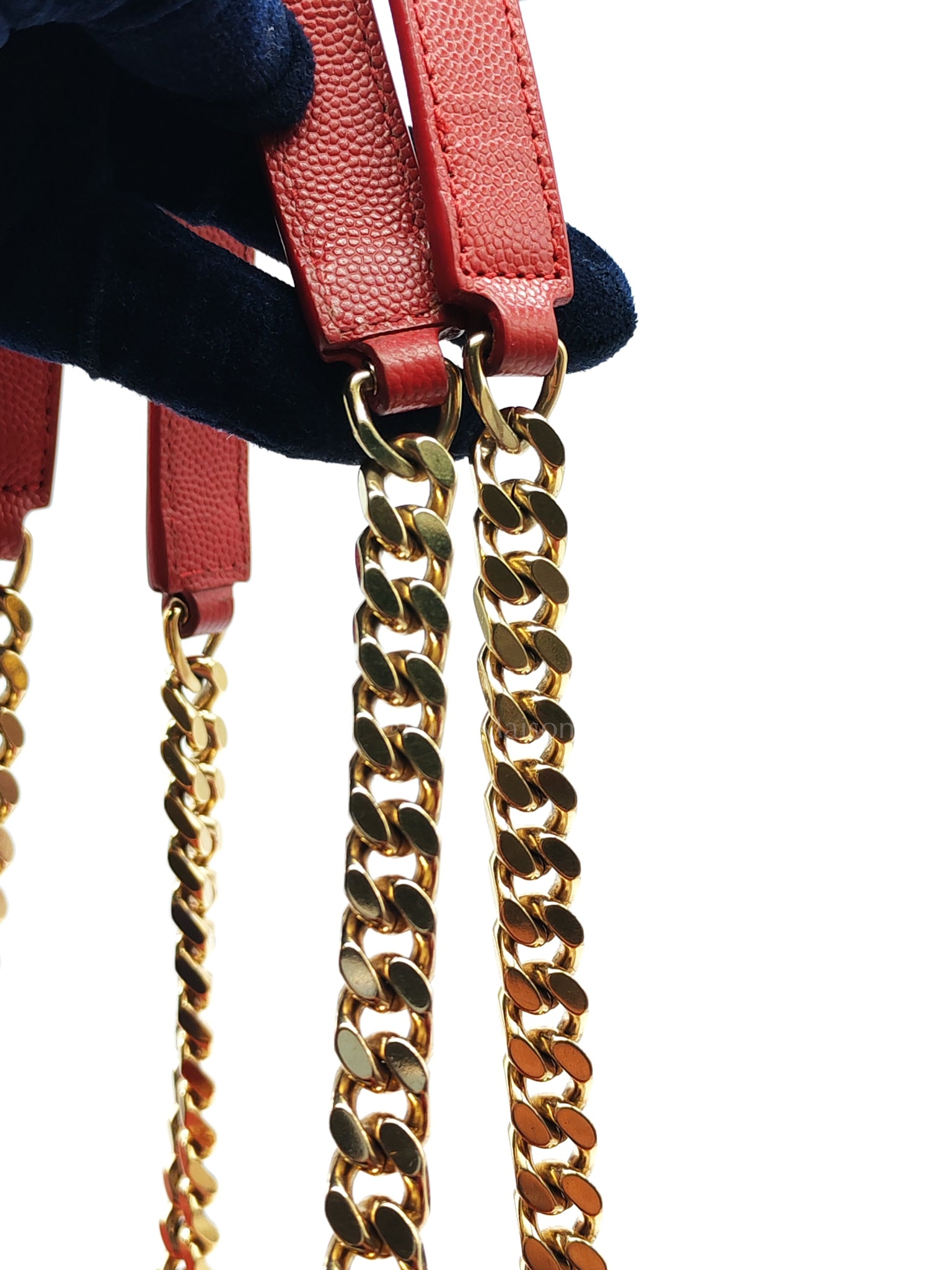 Cassandre Tote in Red Chevron Grained Calfskin Leather Tote Bag | Purse Maison Luxury Bags Shop
