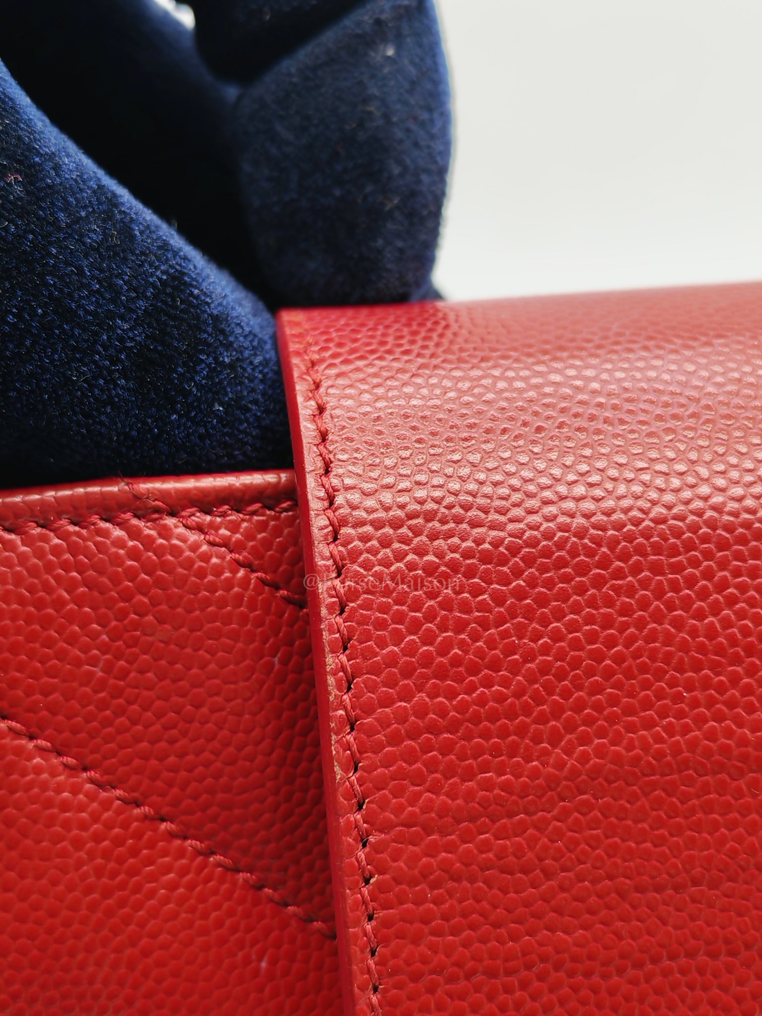 Cassandre Tote in Red Chevron Grained Calfskin Leather Tote Bag | Purse Maison Luxury Bags Shop